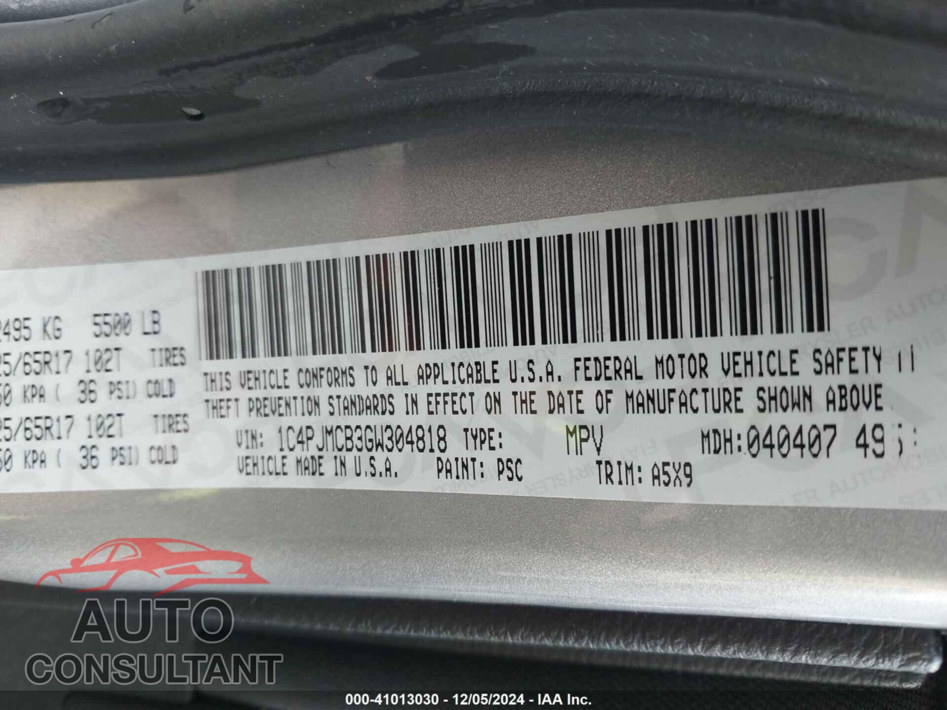 JEEP CHEROKEE 2016 - 1C4PJMCB3GW304818