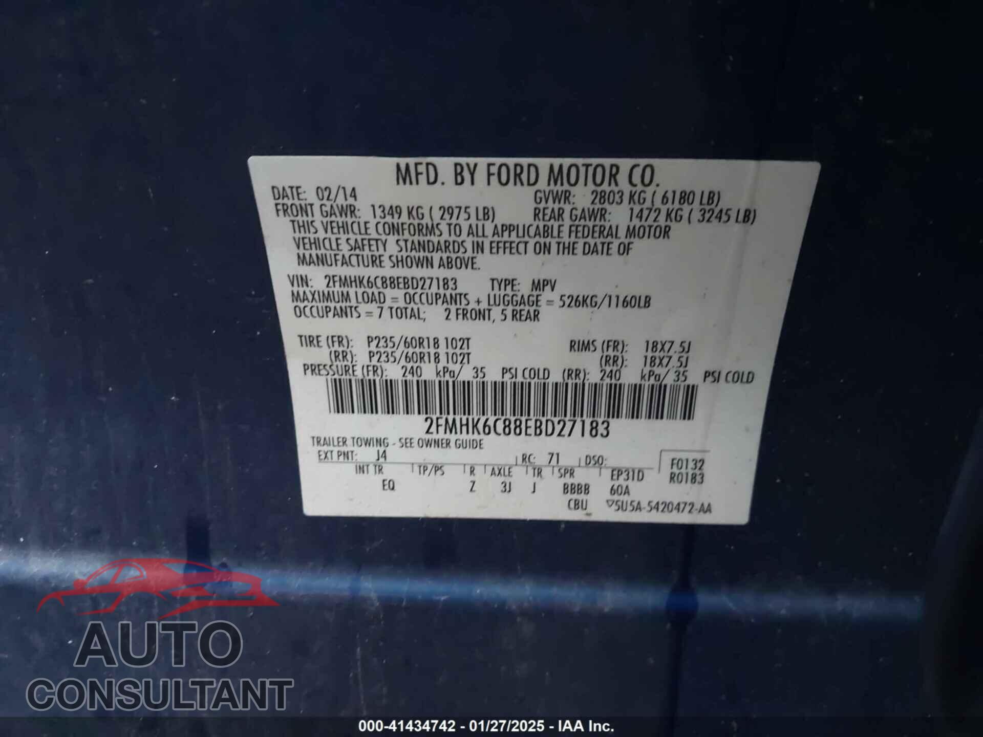 FORD FLEX 2014 - 2FMHK6C88EBD27183