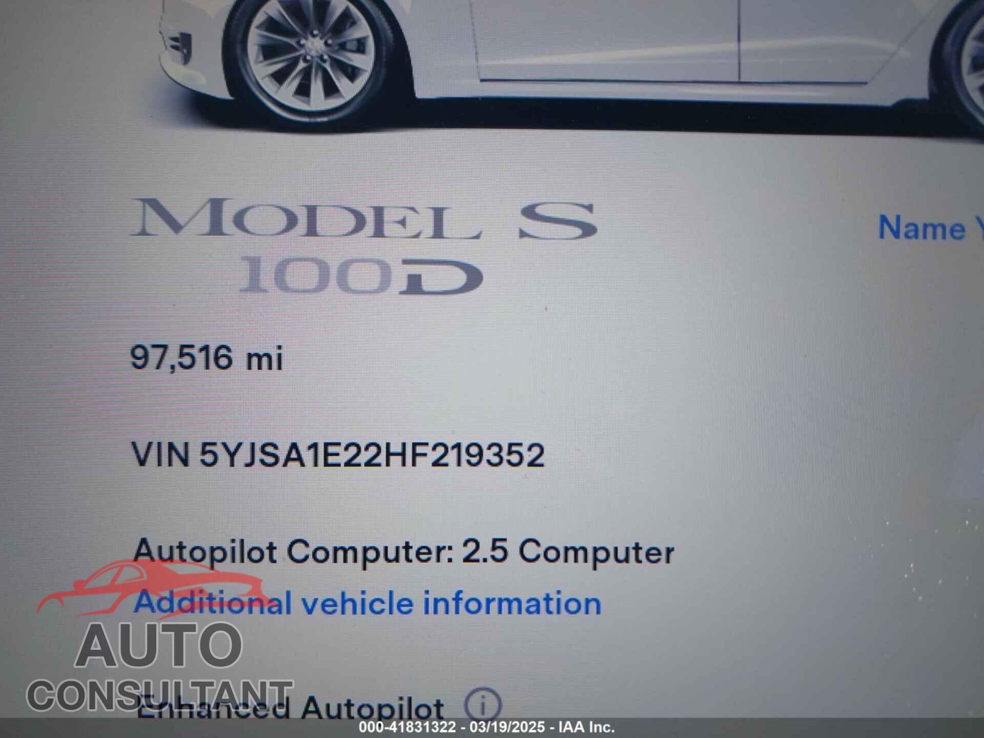 TESLA MODEL S 2017 - 5YJSA1E22HF219352