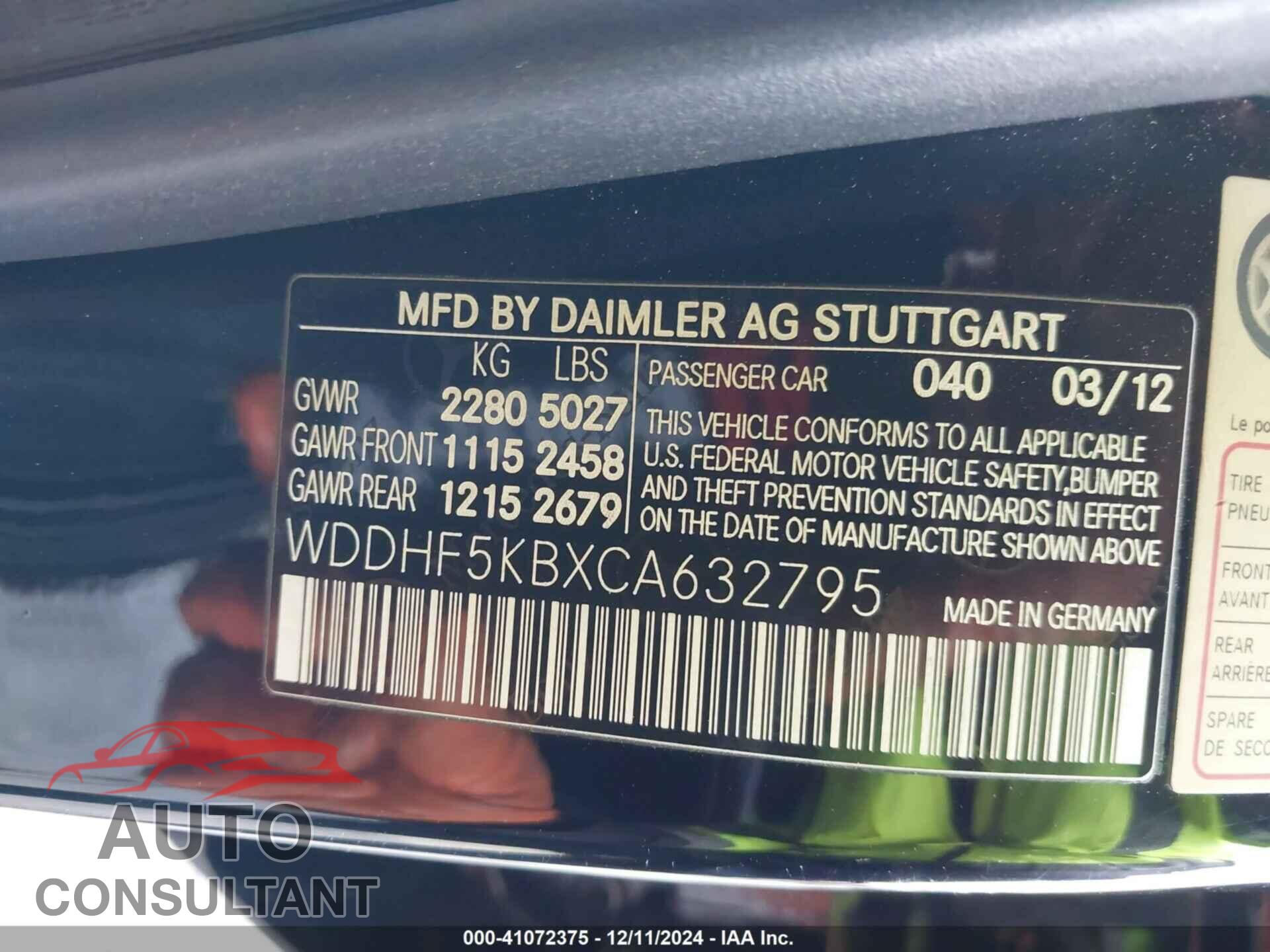 MERCEDES-BENZ E 350 2012 - WDDHF5KBXCA632795
