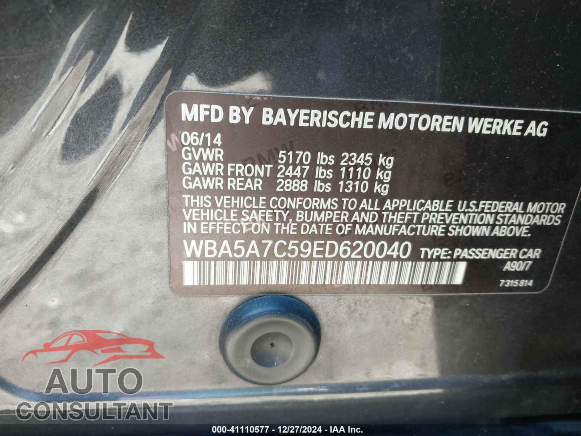 BMW 528I 2014 - WBA5A7C59ED620040