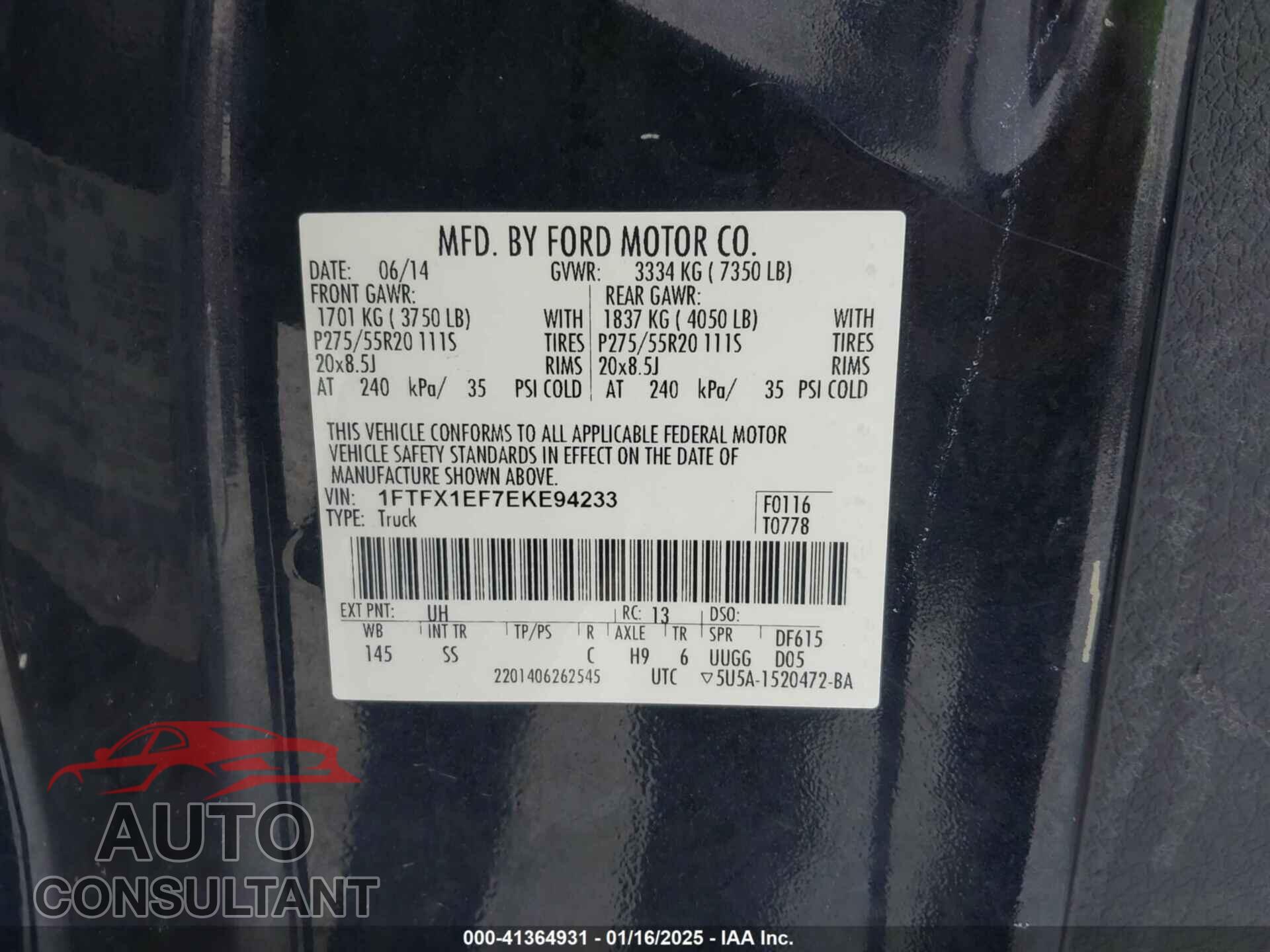 FORD F150 2014 - 1FTFX1EF7EKE94233