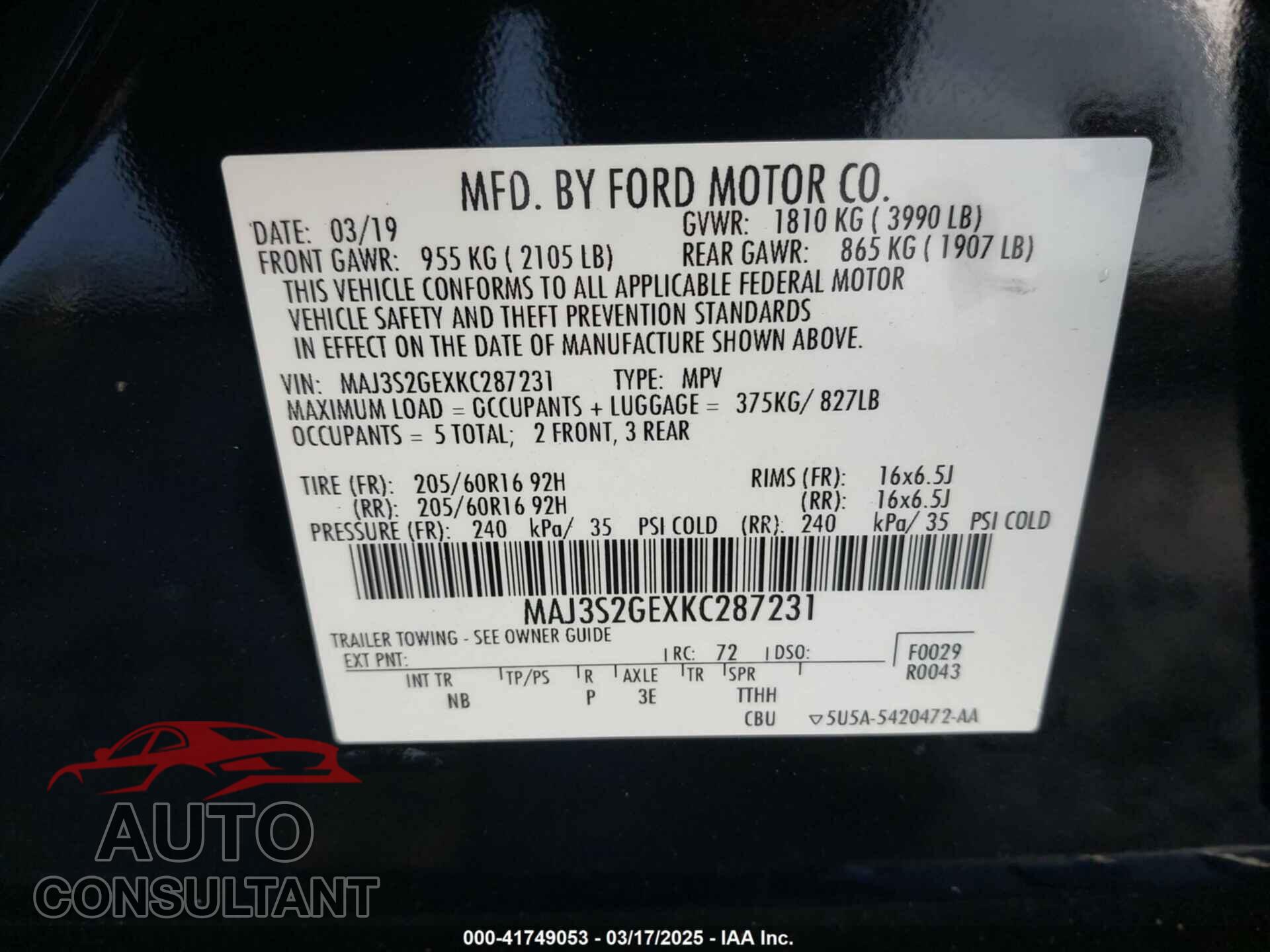 FORD ECOSPORT 2019 - MAJ3S2GEXKC287231