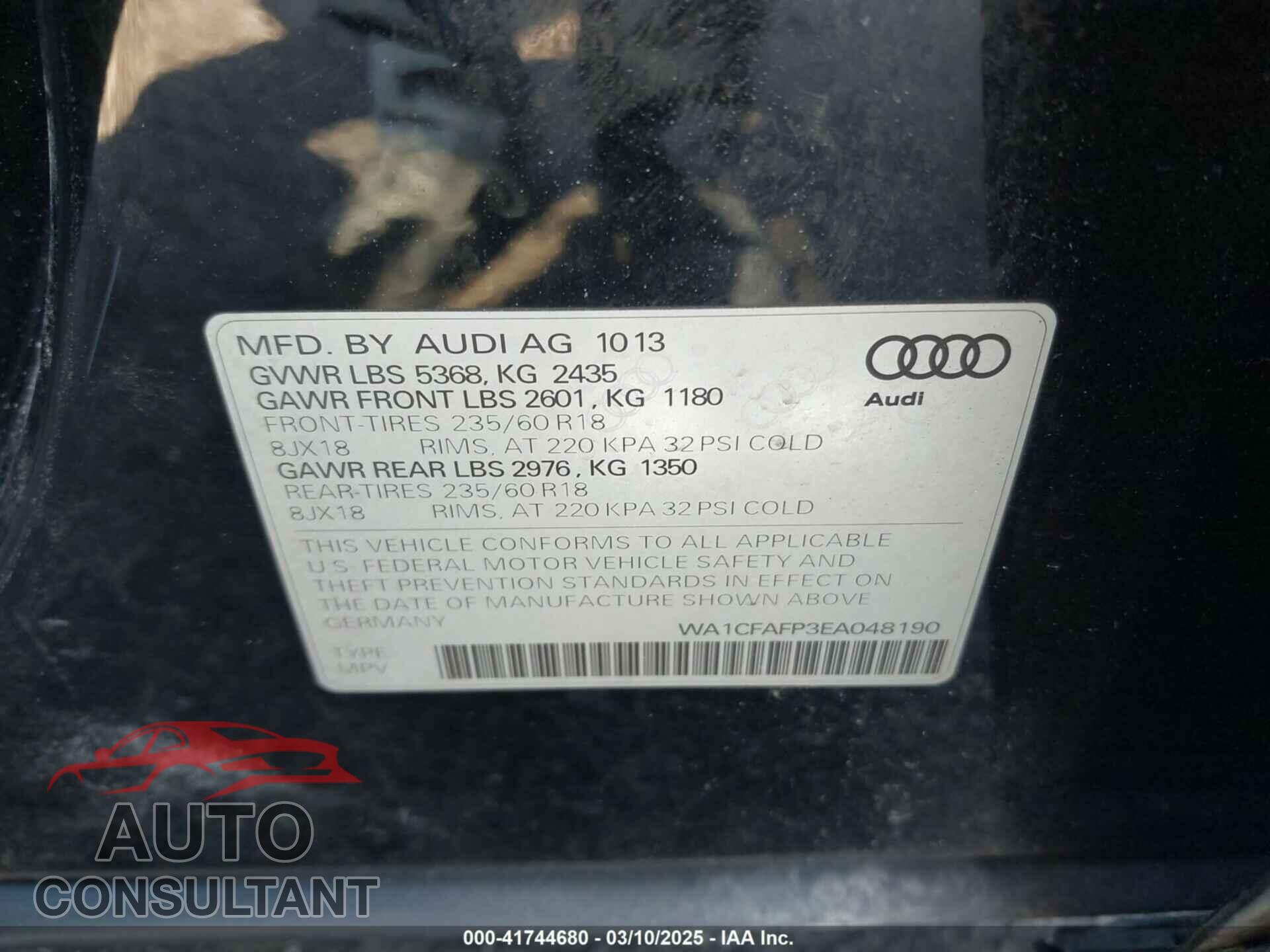 AUDI Q5 2014 - WA1CFAFP3EA048190