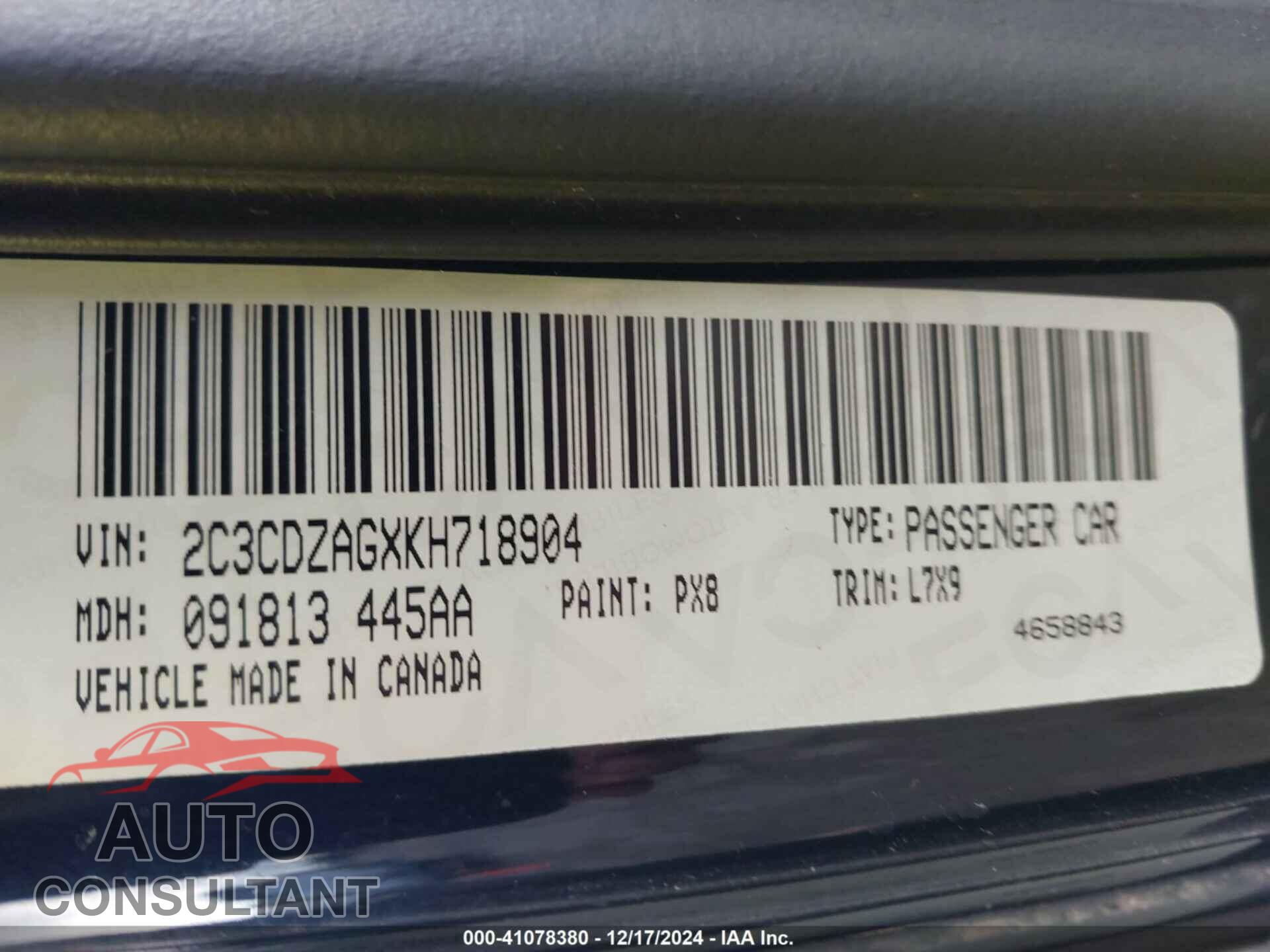 DODGE CHALLENGER 2019 - 2C3CDZAGXKH718904