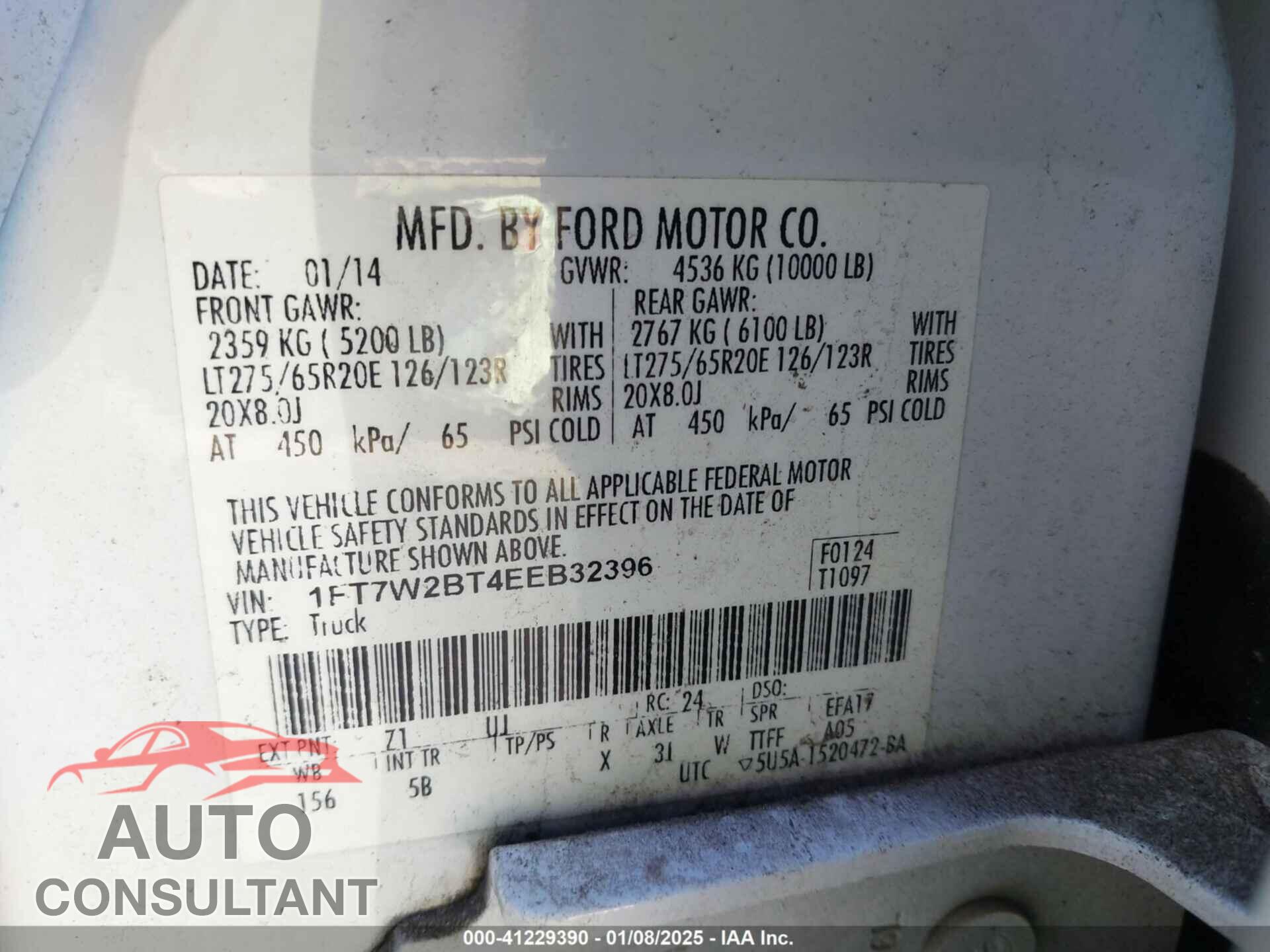 FORD F-250 2014 - 1FT7W2BT4EEB32396
