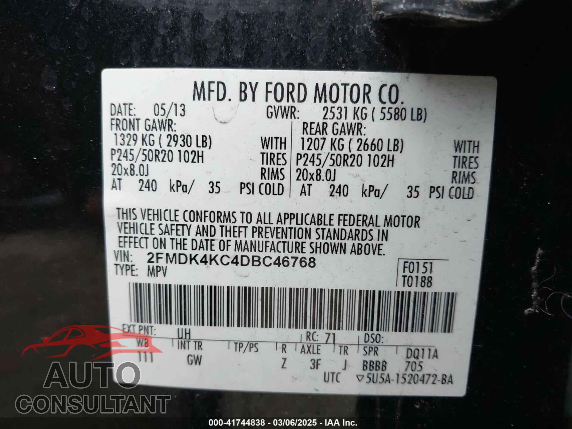 FORD EDGE 2013 - 2FMDK4KC4DBC46768