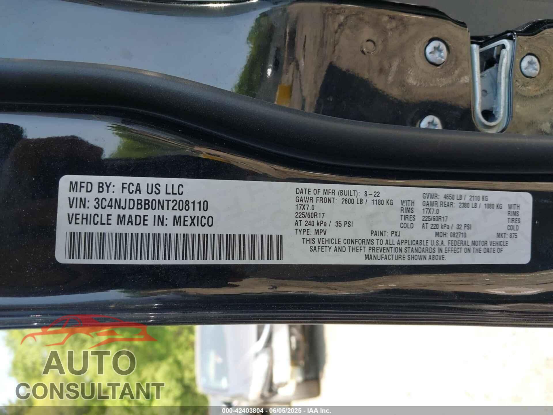 JEEP COMPASS 2022 - 3C4NJDBB0NT208110