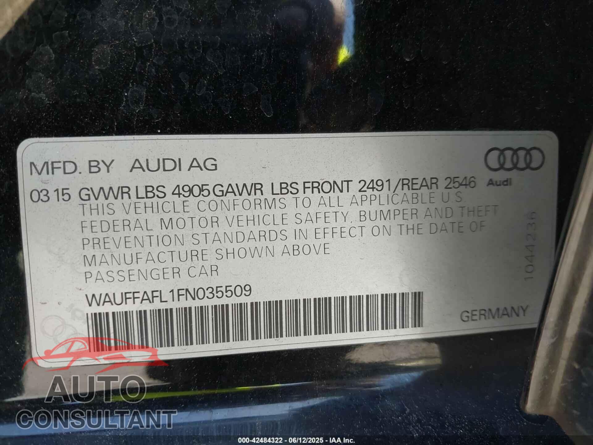 AUDI A4 2015 - WAUFFAFL1FN035509