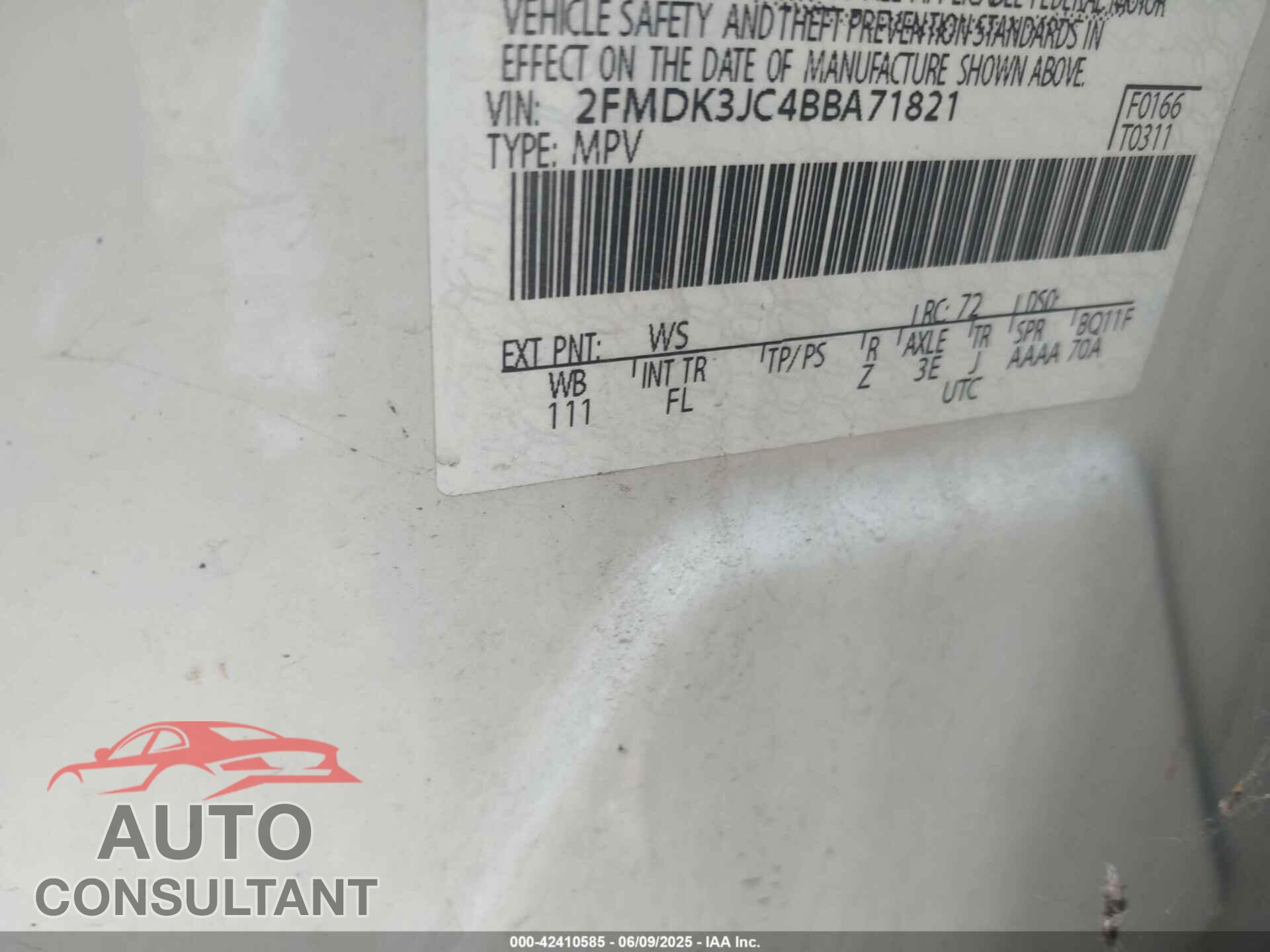 FORD EDGE 2011 - 2FMDK3JC4BBA71821