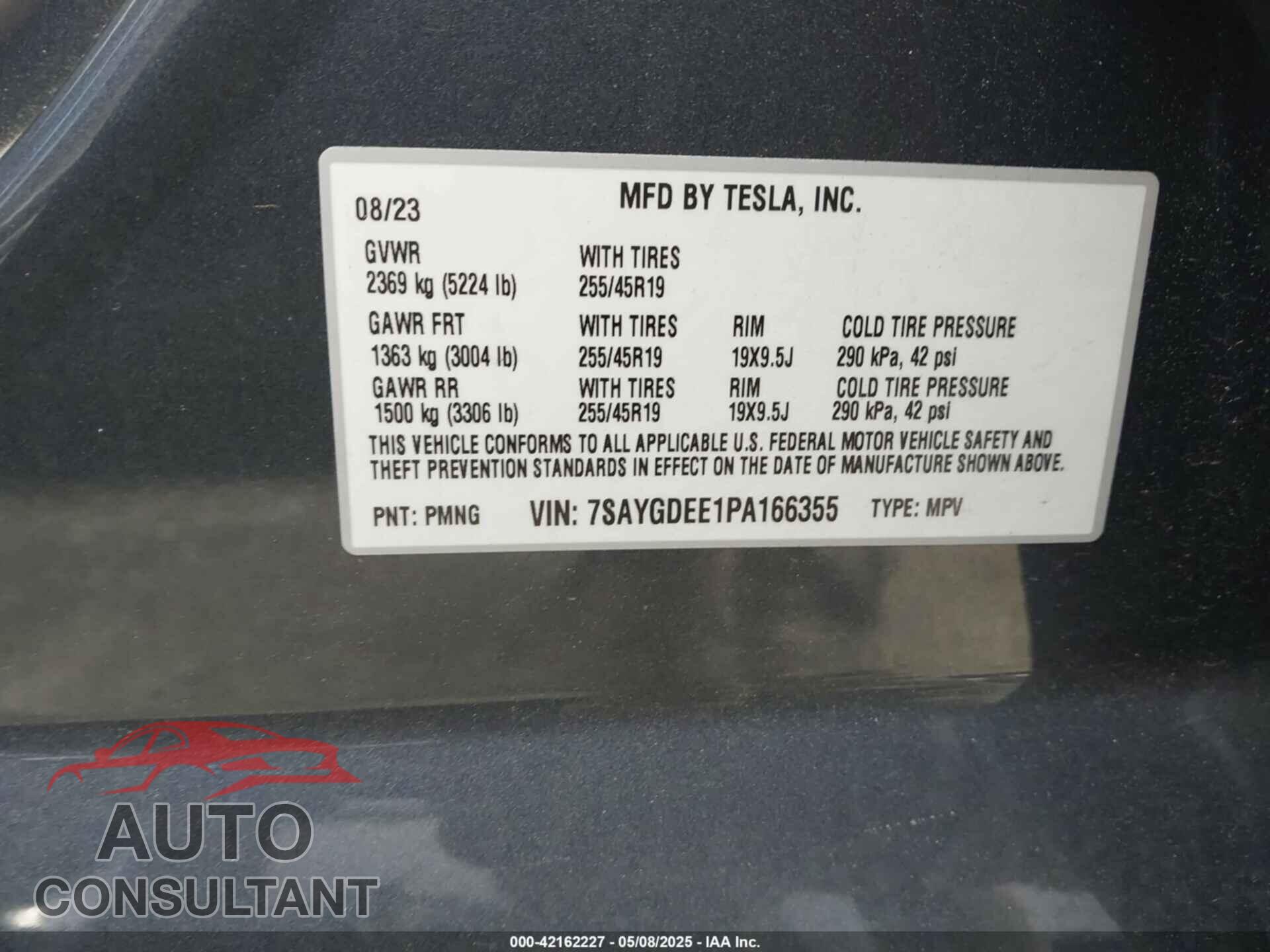 TESLA MODEL Y 2023 - 7SAYGDEE1PA166355