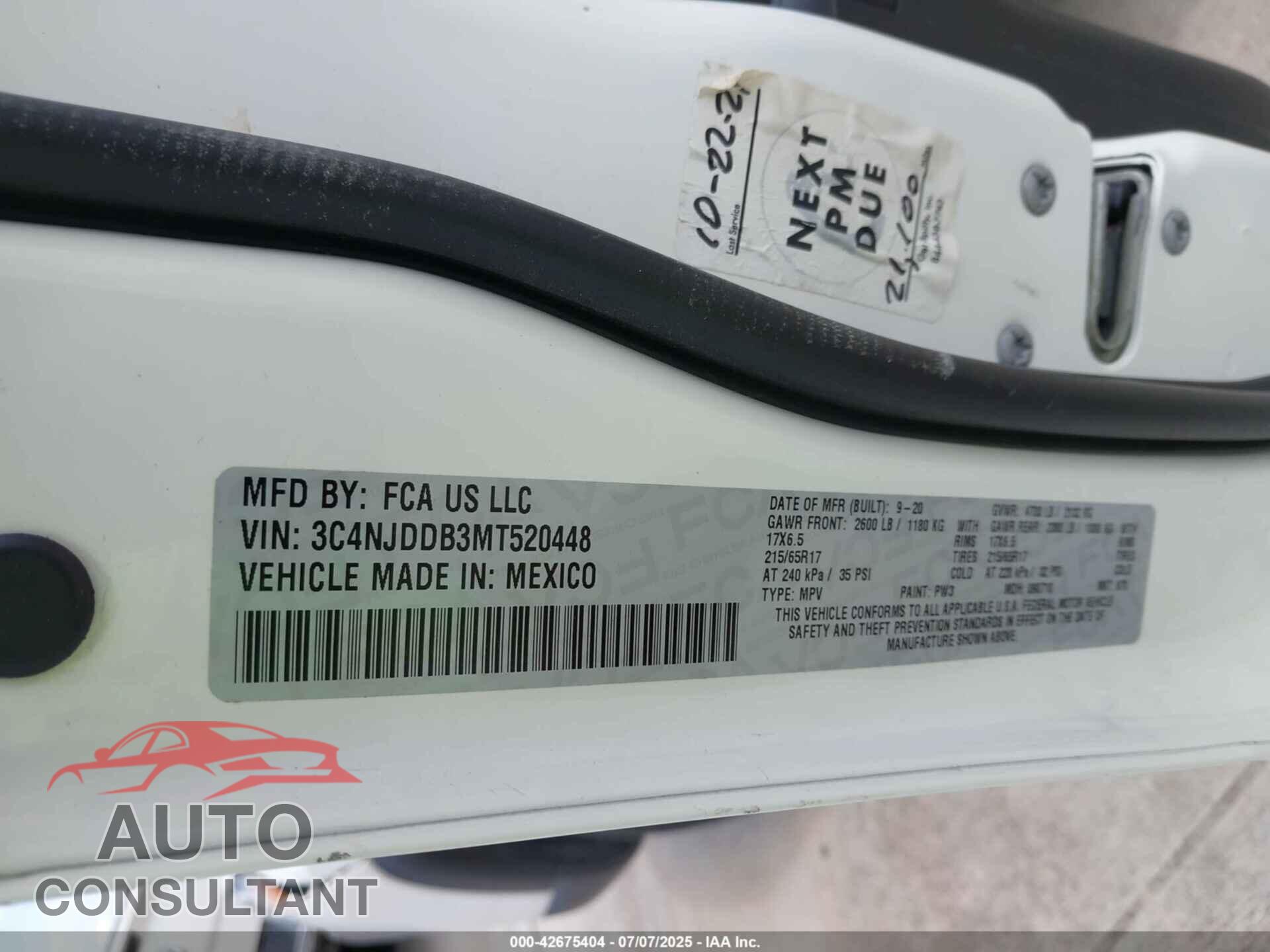 JEEP COMPASS 2021 - 3C4NJDDB3MT520448
