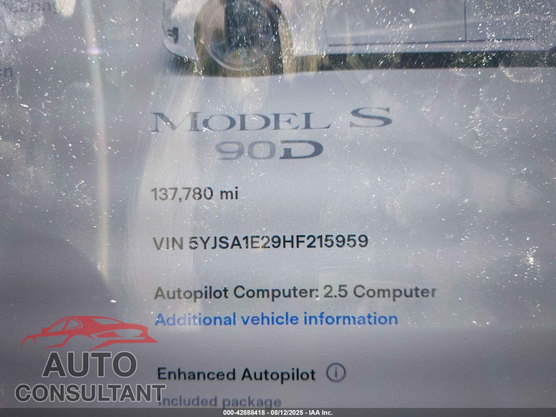 TESLA MODEL S 2017 - 5YJSA1E29HF215959