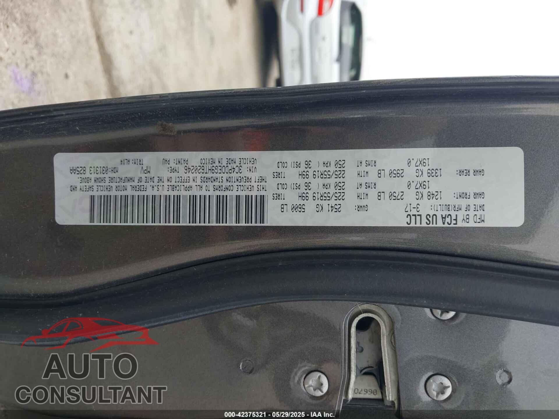 DODGE JOURNEY 2017 - 3C4PDDEG9HT620246