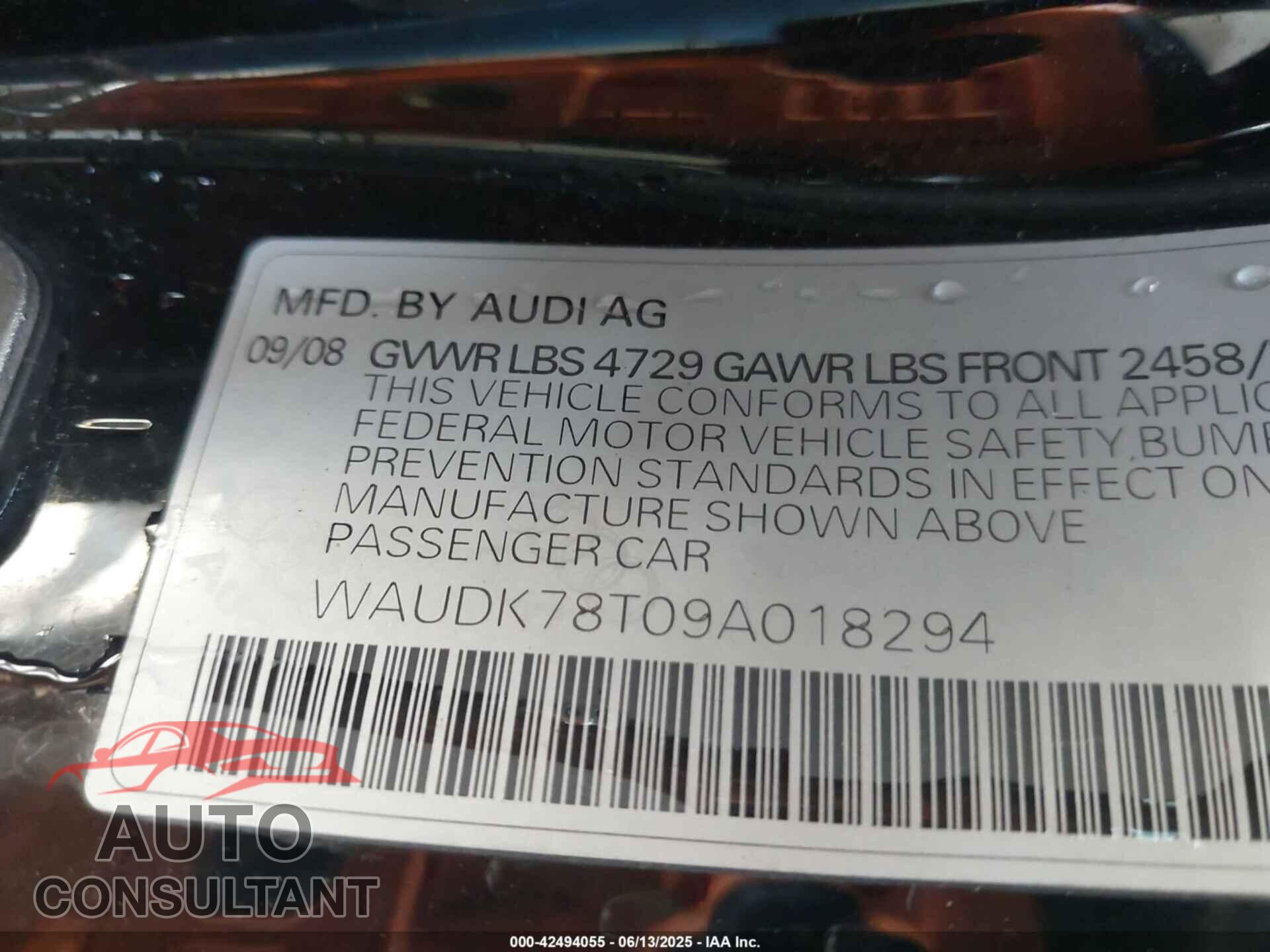 AUDI A5 2009 - WAUDK78T09A018294