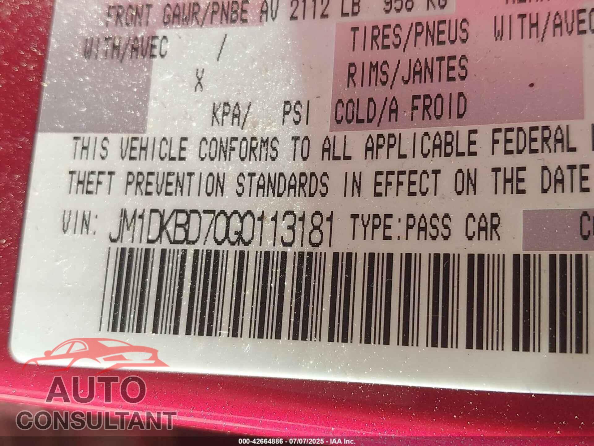 MAZDA CX-3 2016 - JM1DKBD70G0113181