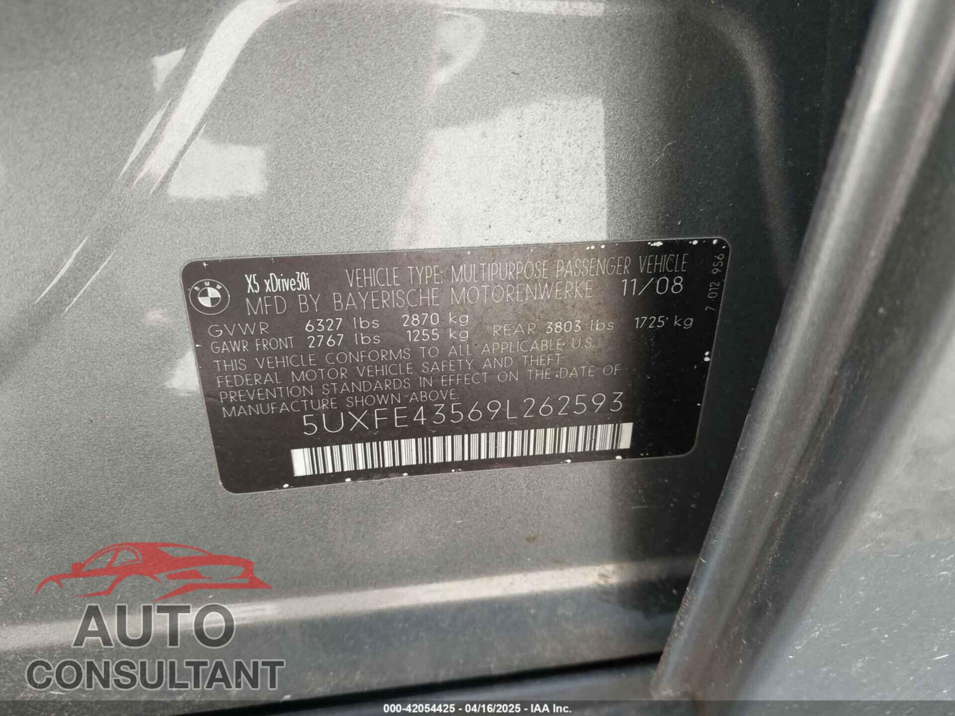 BMW X5 2009 - 5UXFE43569L262593