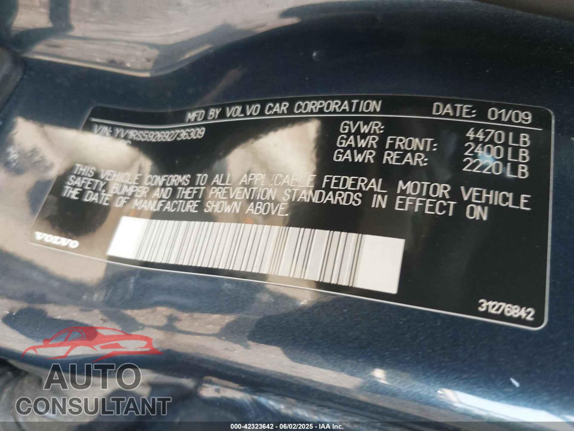VOLVO S60 2009 - YV1RS592692736309