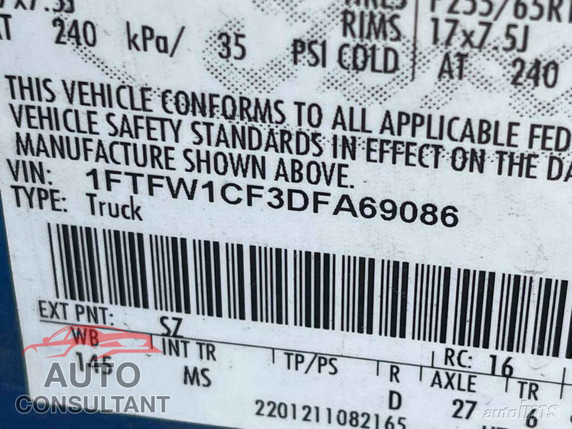 FORD F150 2013 - 1FTFW1CF3DFA69086