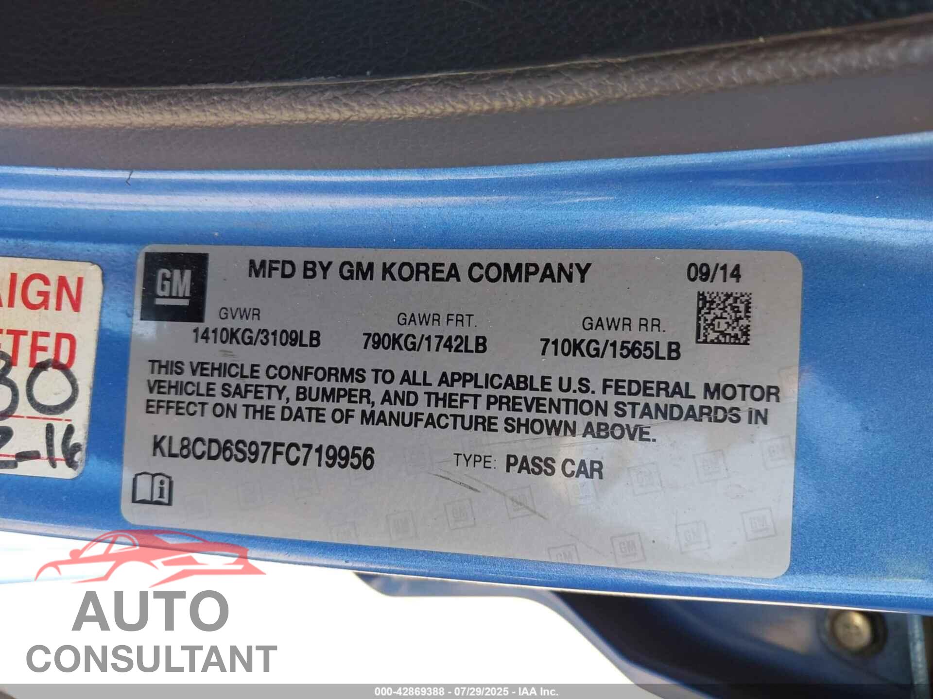 CHEVROLET SPARK 2015 - KL8CD6S97FC719956