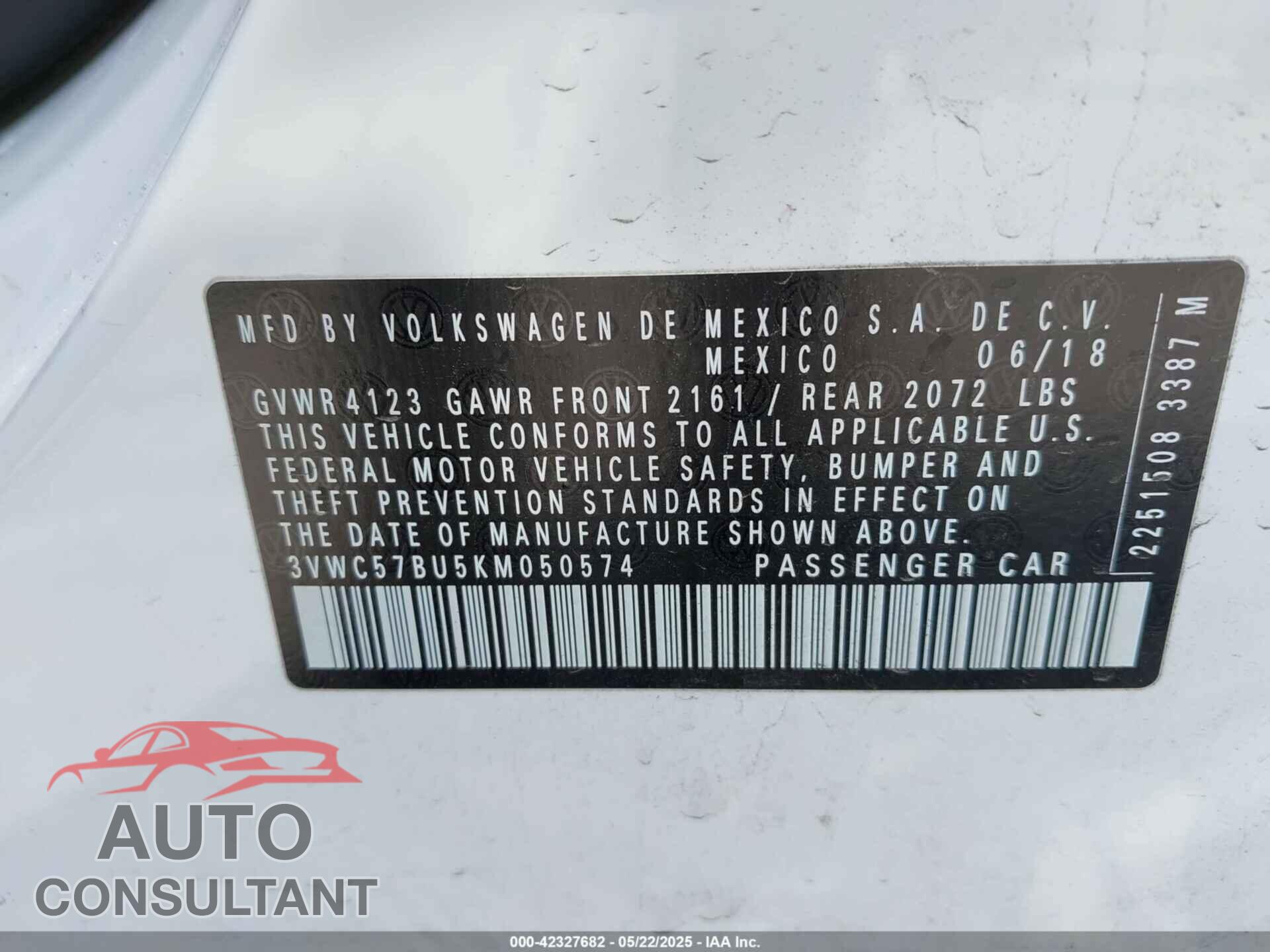 VOLKSWAGEN JETTA 2019 - 3VWC57BU5KM050574