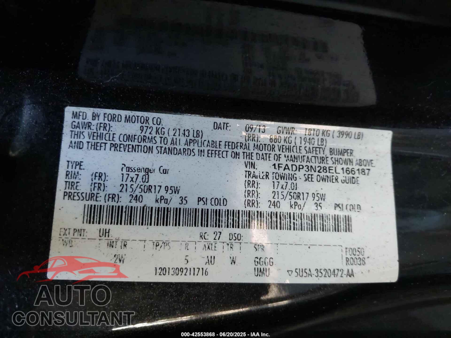 FORD FOCUS 2014 - 1FADP3N28EL166187