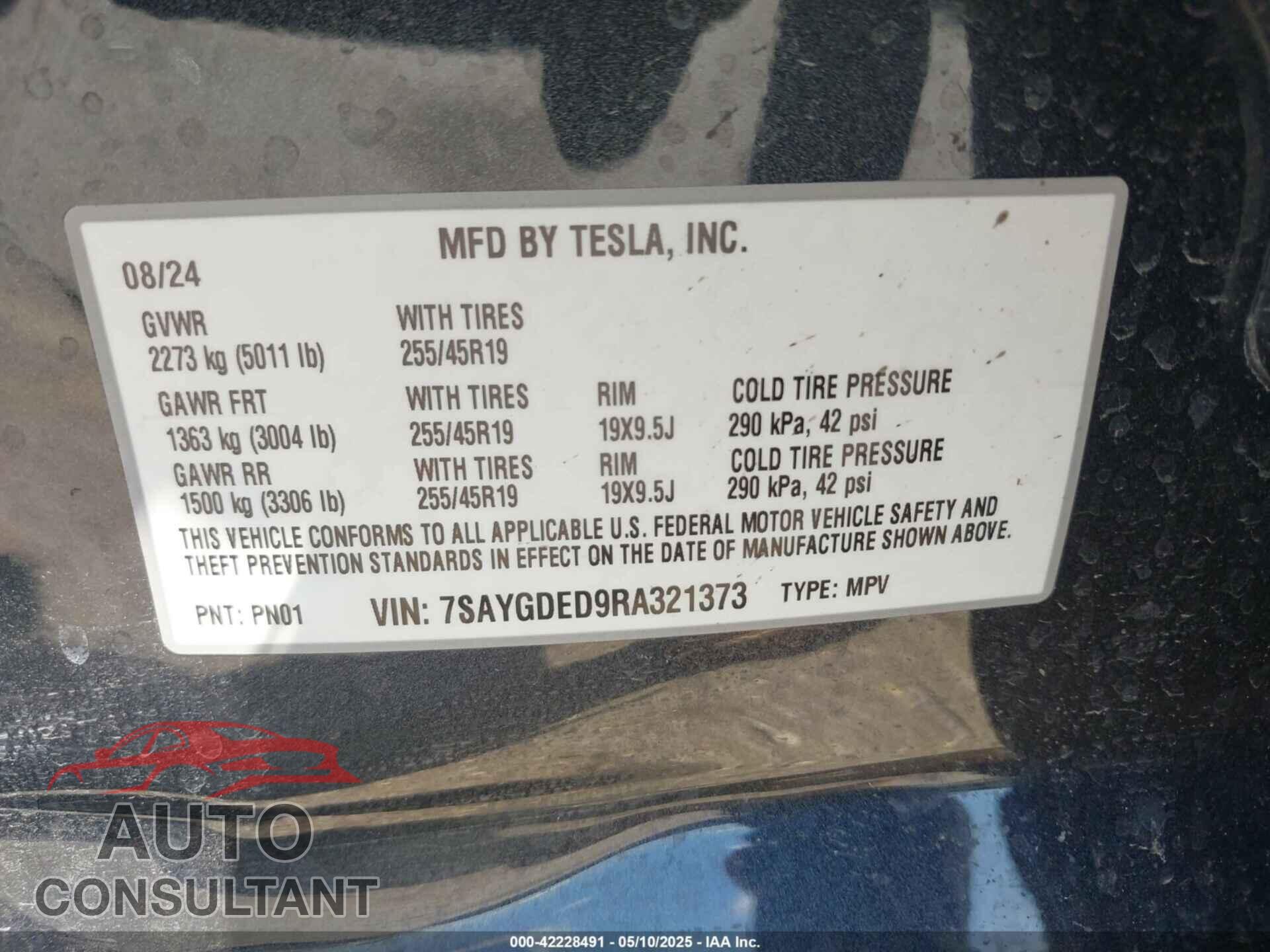 TESLA MODEL Y 2024 - 7SAYGDED9RA321373