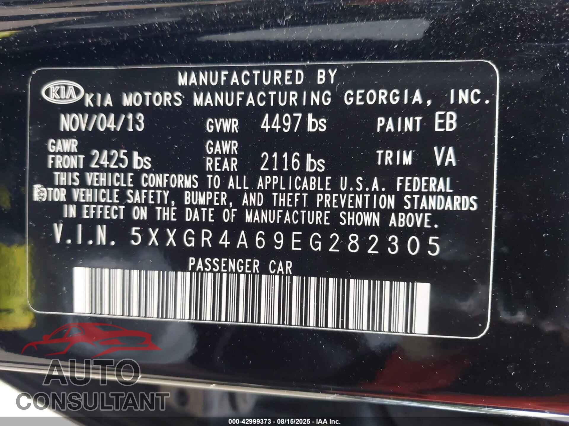 KIA OPTIMA 2014 - 5XXGR4A69EG282305