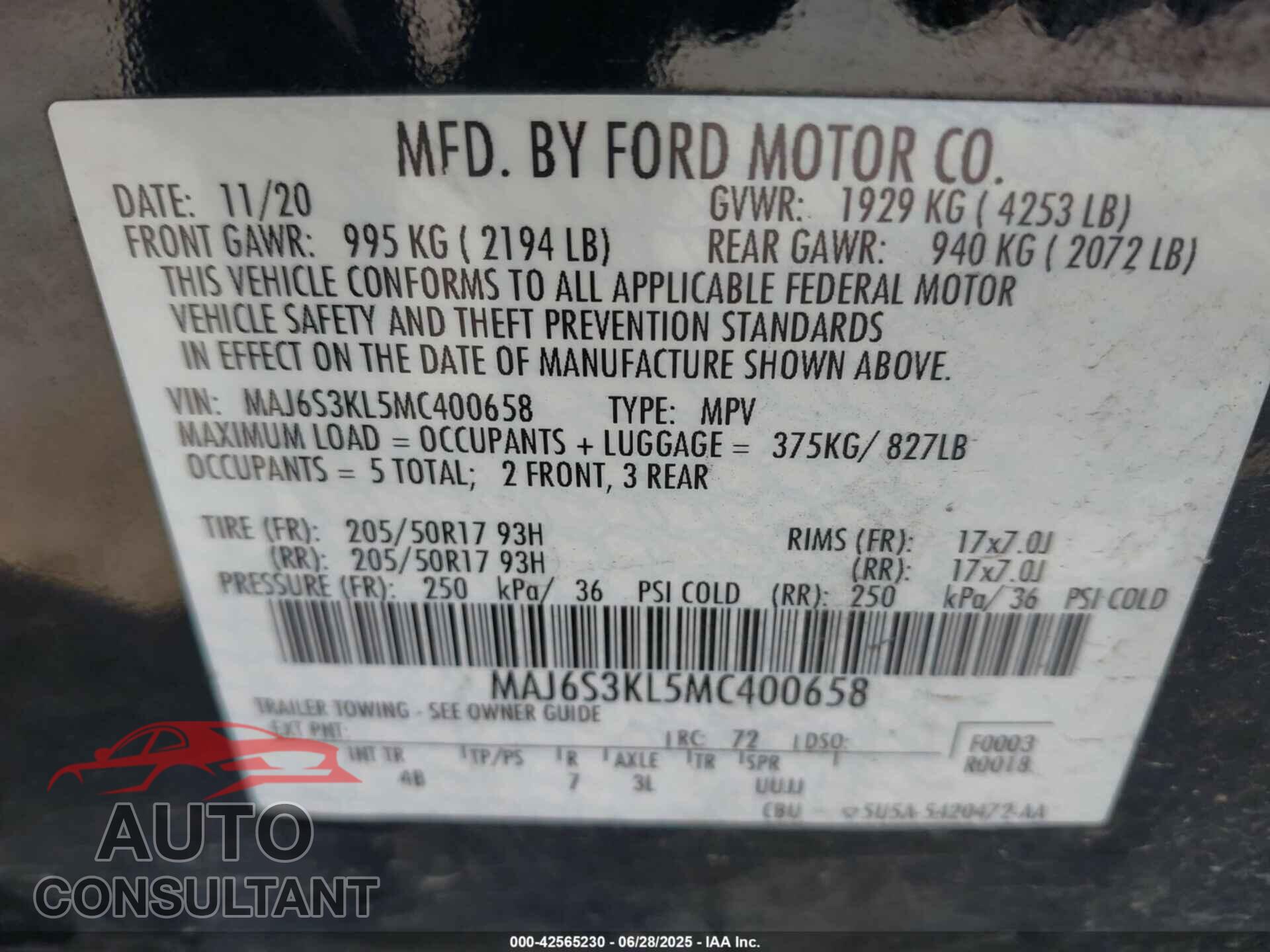 FORD ECOSPORT 2021 - MAJ6S3KL5MC400658
