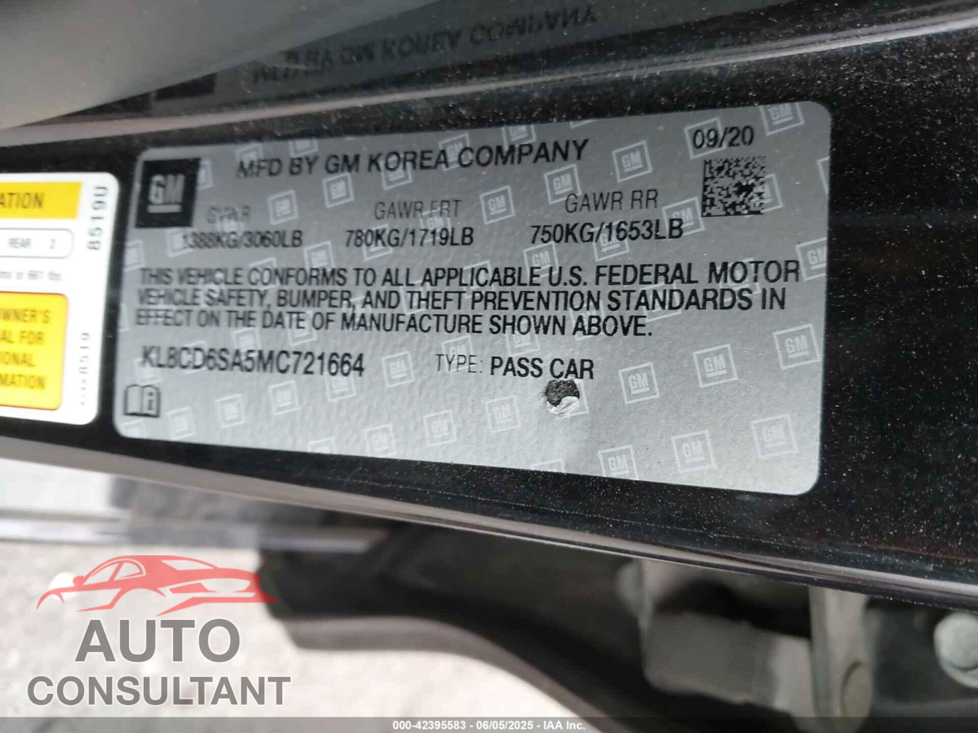 CHEVROLET SPARK 2021 - KL8CD6SA5MC721664