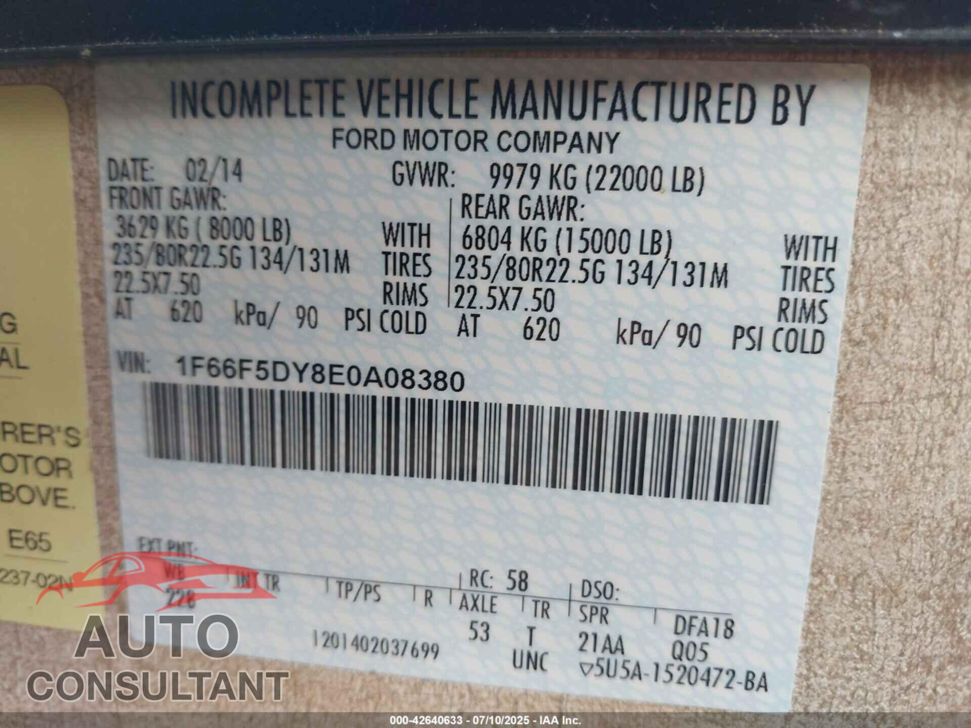 FORD F53 2014 - 1F66F5DY8E0A08380
