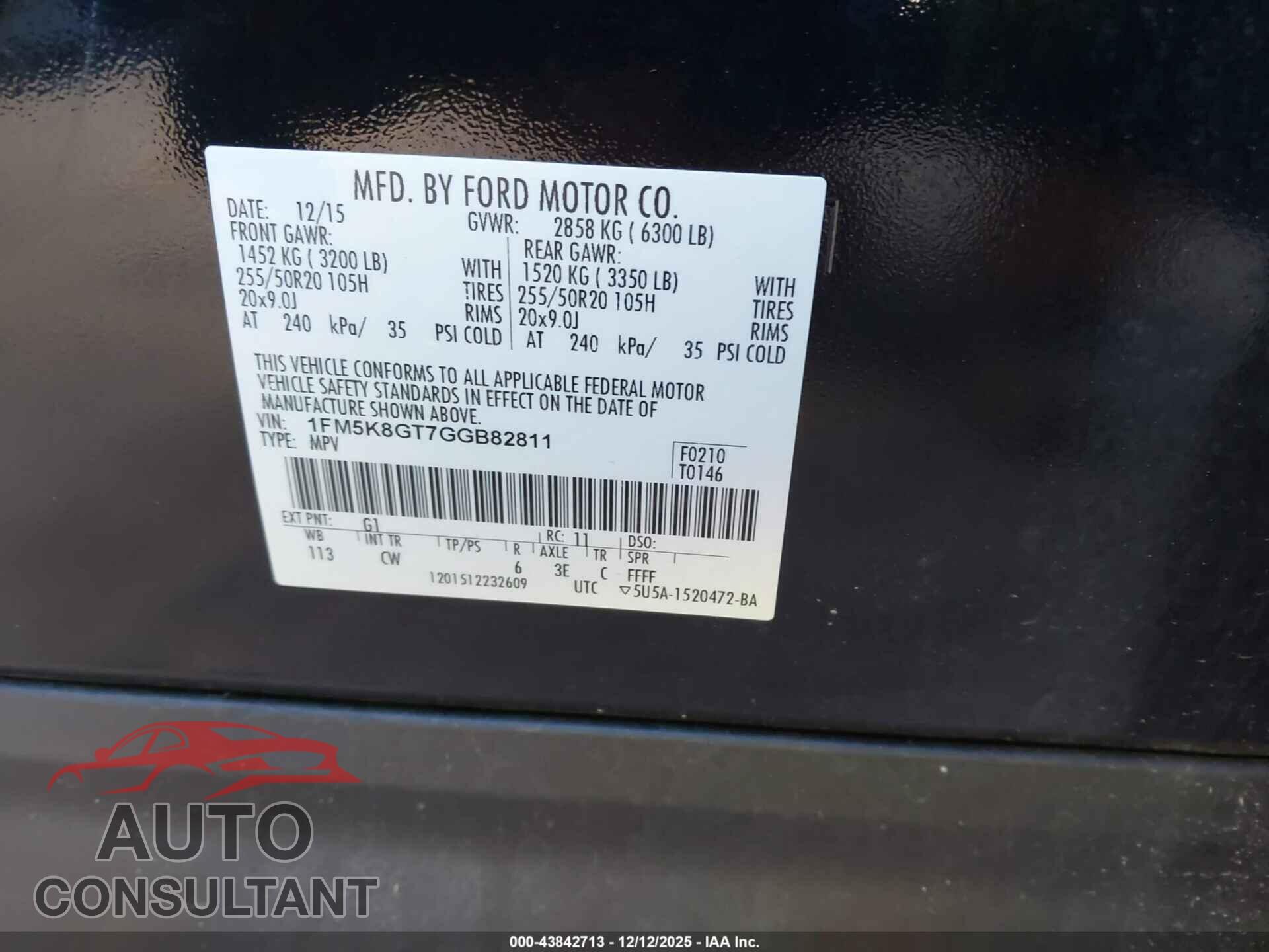 FORD EXPLORER 2016 - 1FM5K8GT7GGB82811