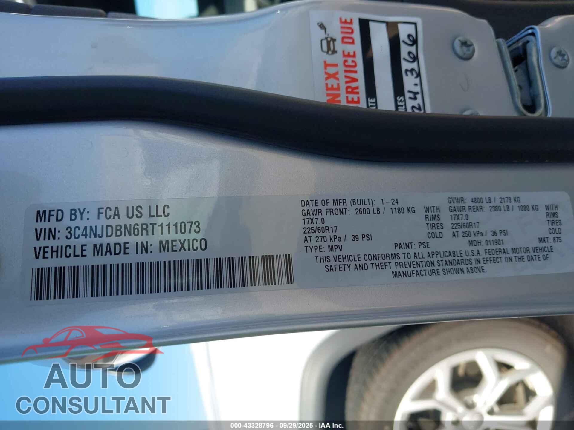 JEEP COMPASS 2024 - 3C4NJDBN6RT111073