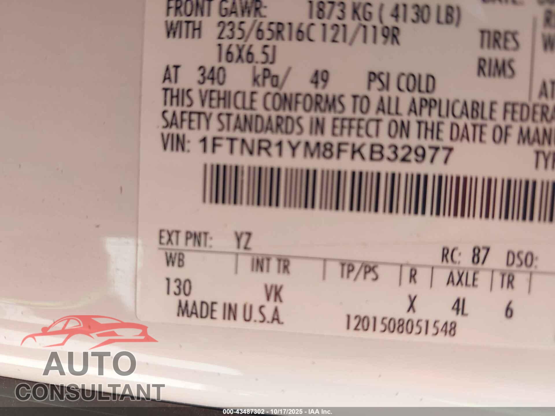 FORD TRANSIT-250 2015 - 1FTNR1YM8FKB32977