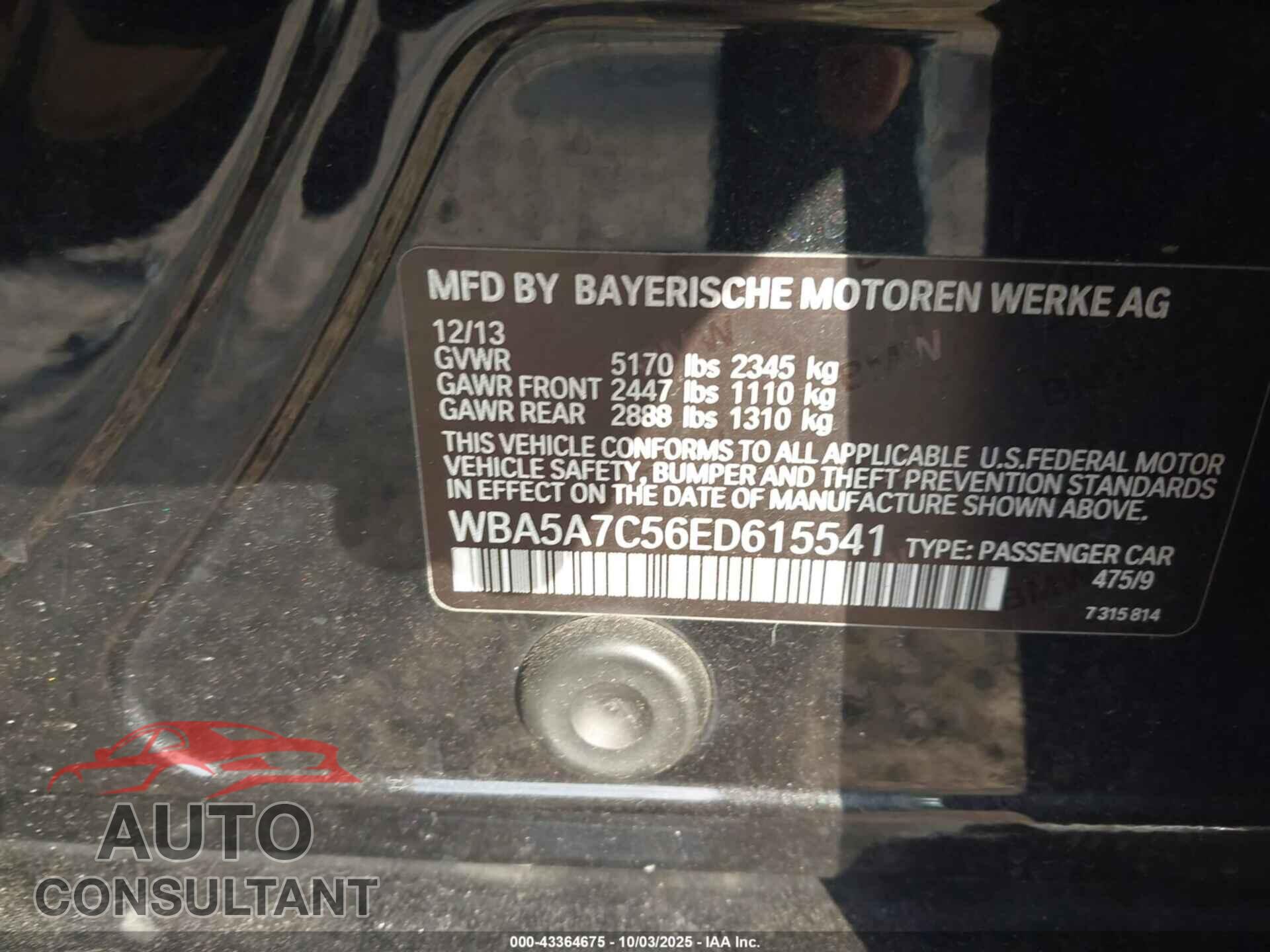 BMW 528I 2014 - WBA5A7C56ED615541