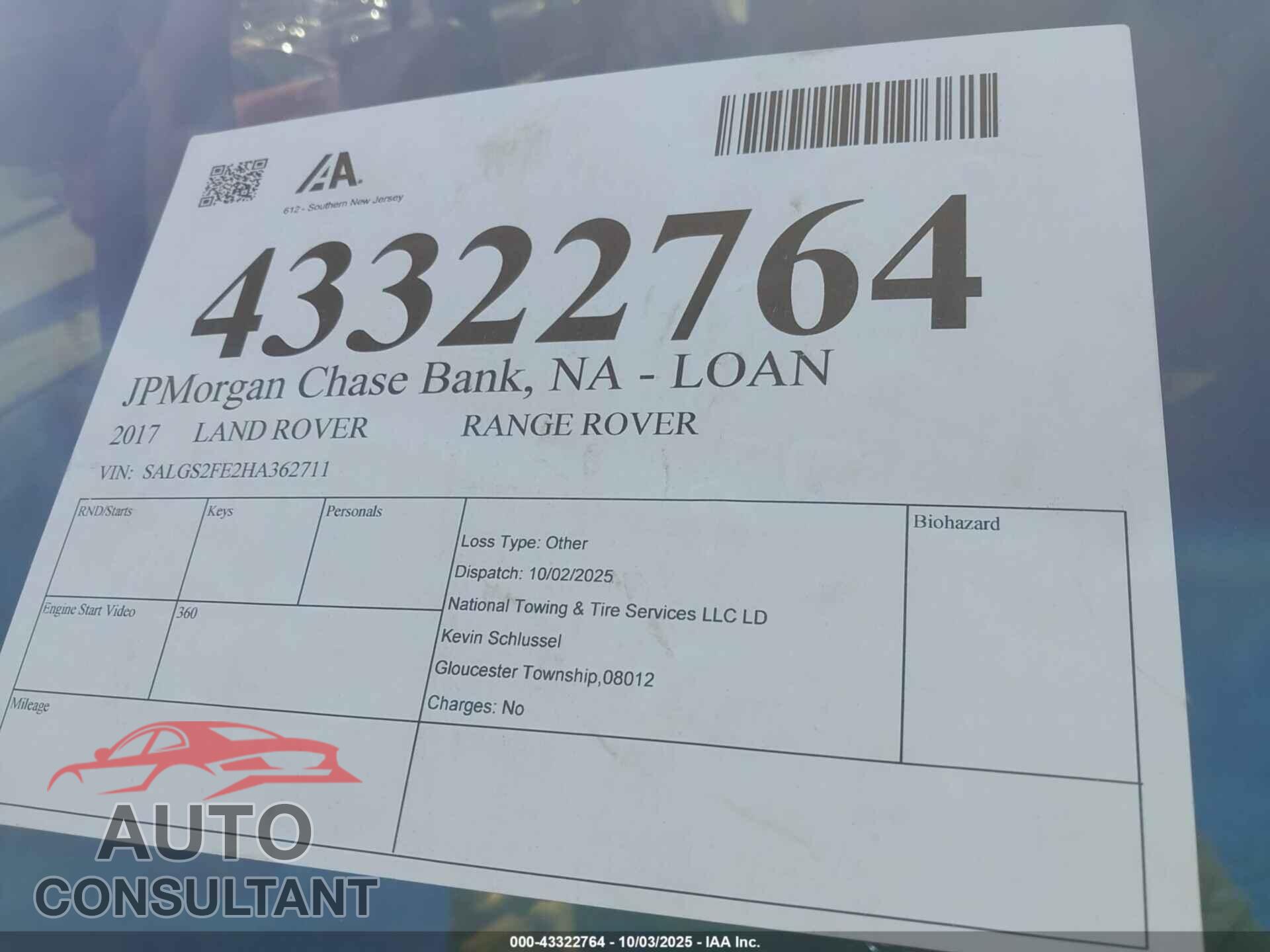 LAND ROVER RANGE ROVER 2017 - SALGS2FE2HA362711