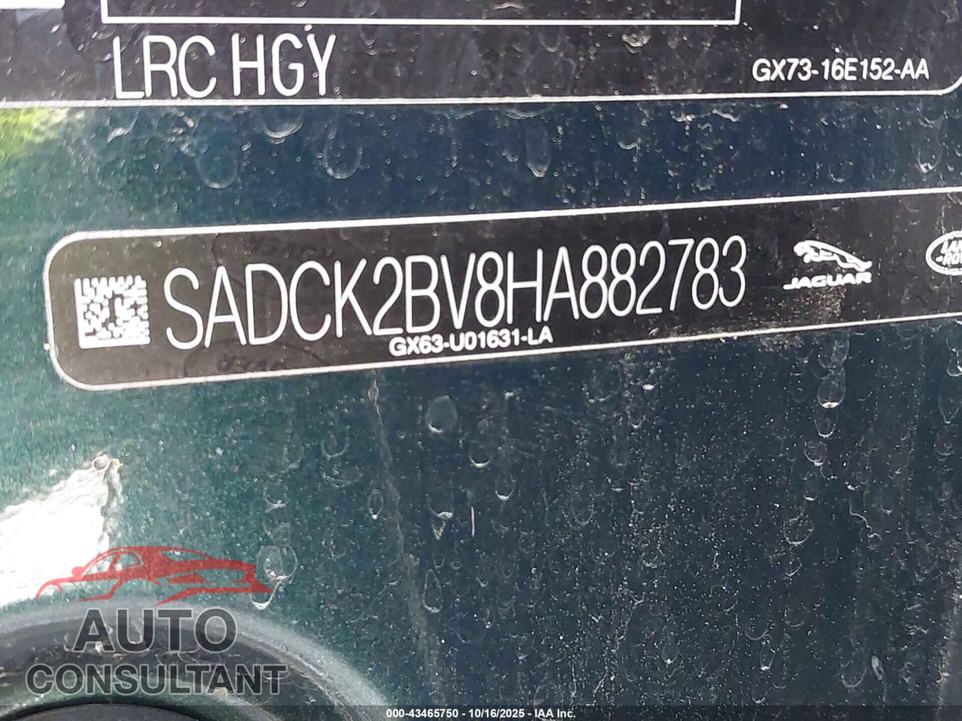 JAGUAR F-PACE 2017 - SADCK2BV8HA882783