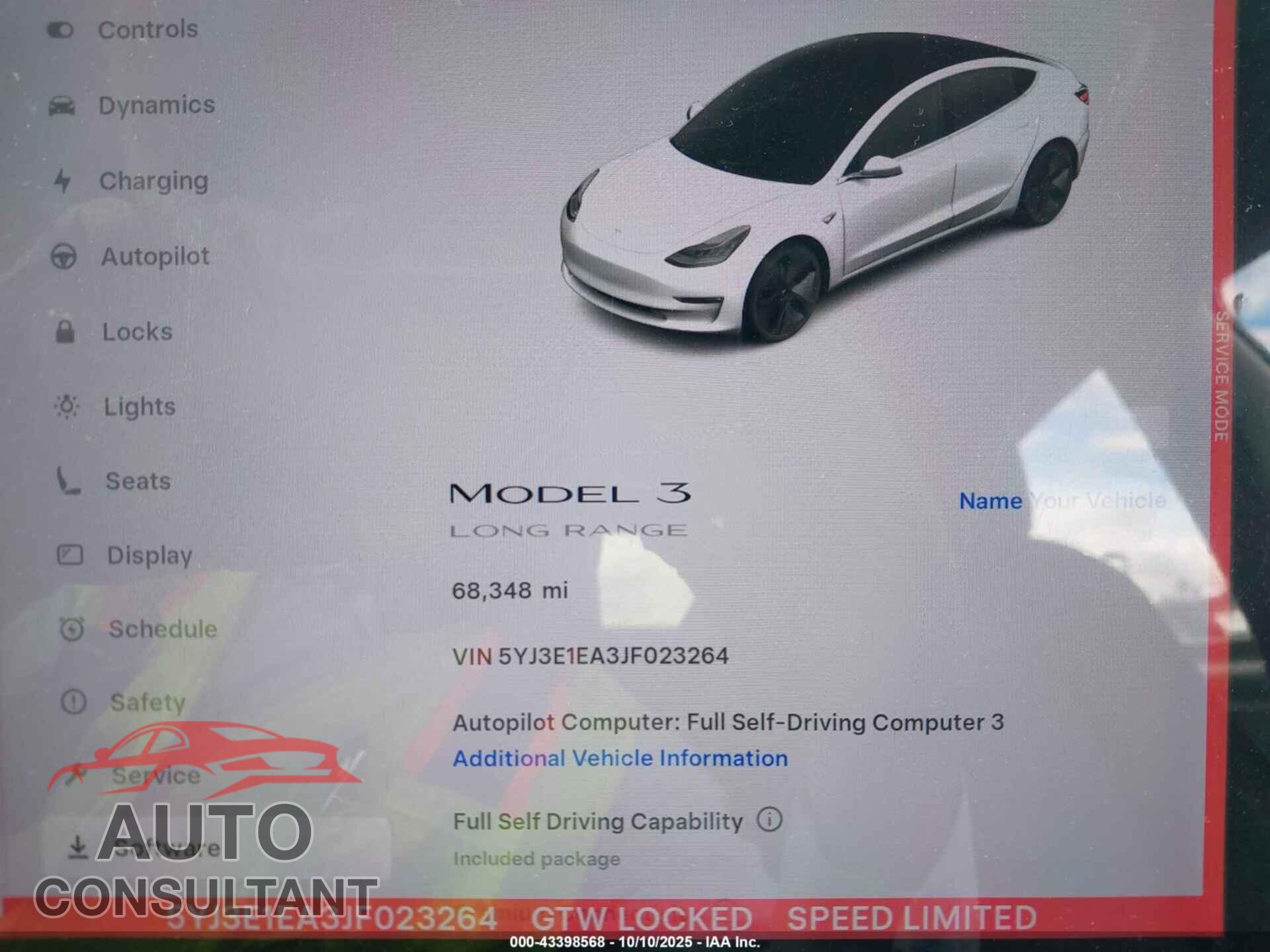 TESLA MODEL 3 2018 - 5YJ3E1EA3JF023264