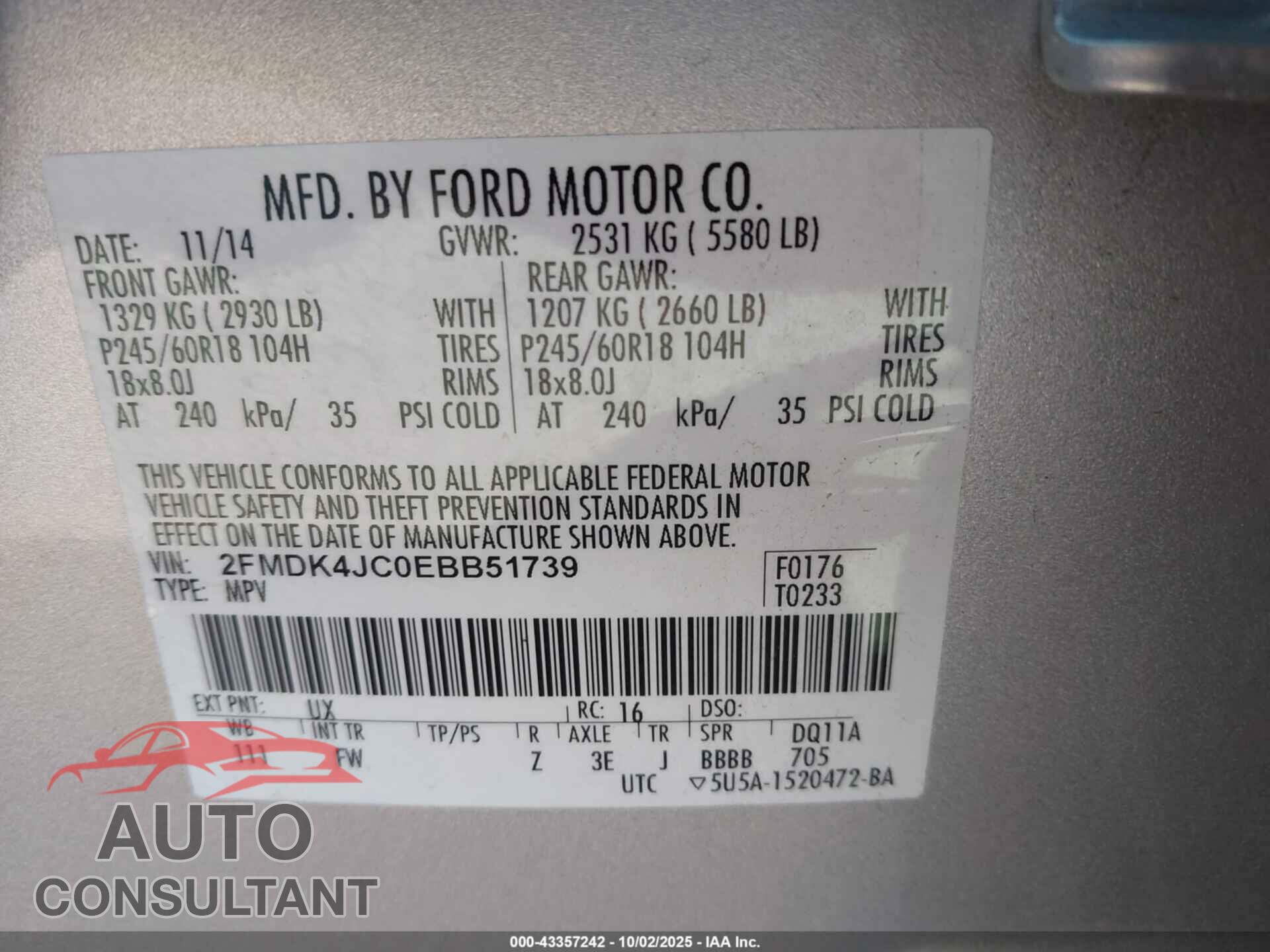FORD EDGE 2014 - 2FMDK4JC0EBB51739