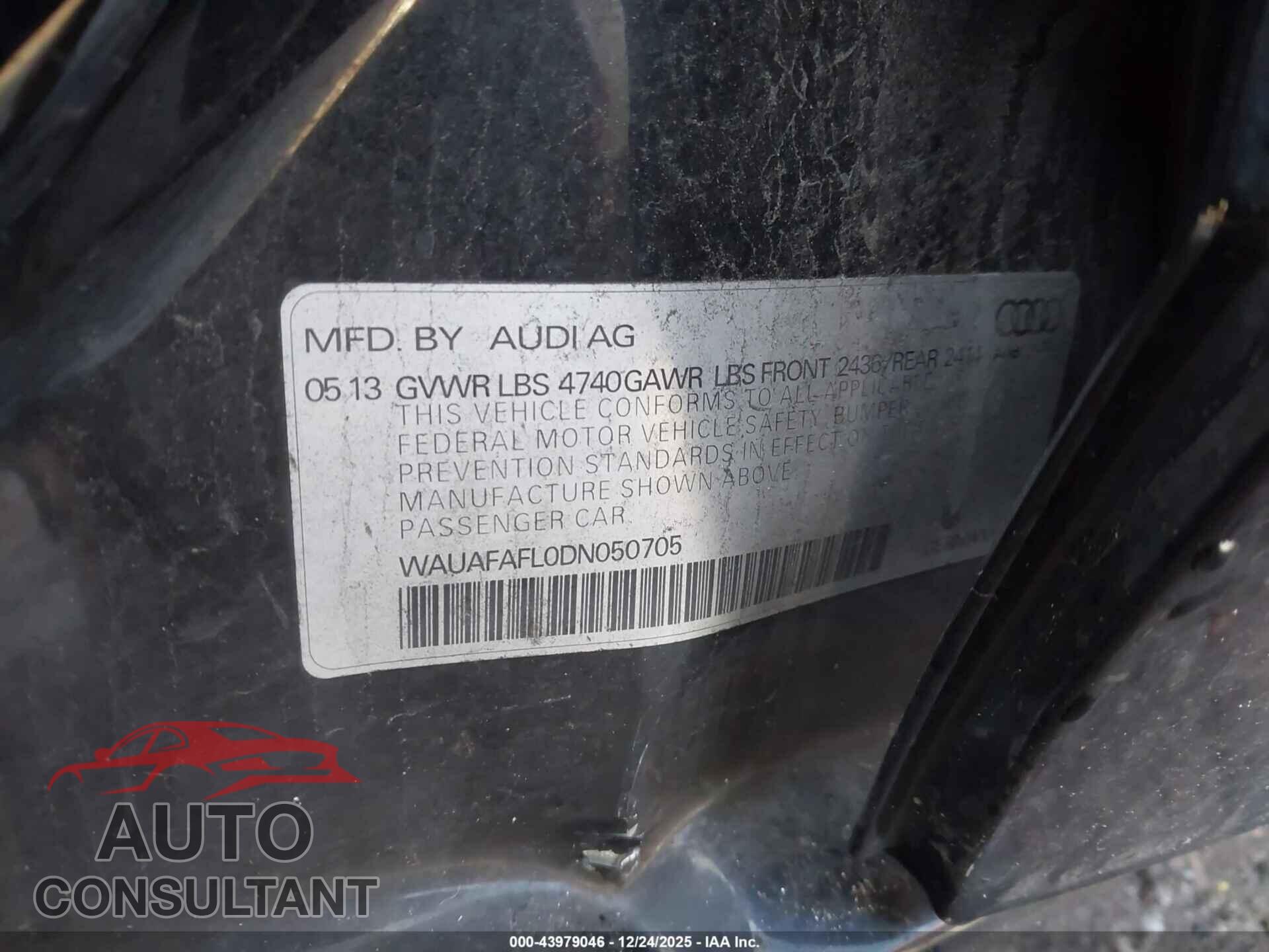 AUDI A4 2013 - WAUAFAFL0DN050705