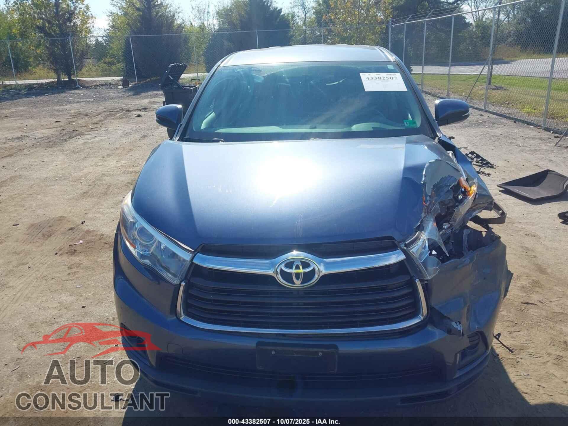 TOYOTA HIGHLANDER 2016 - 5TDBKRFHXGS334676