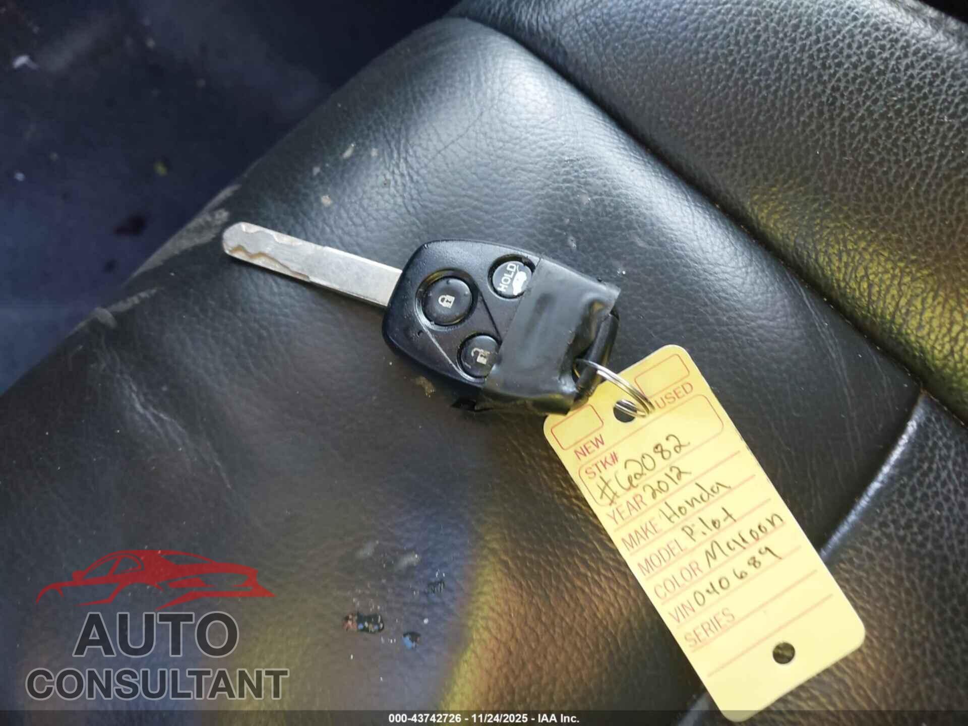 HONDA PILOT 2012 - 5FNYF3H96CB040689