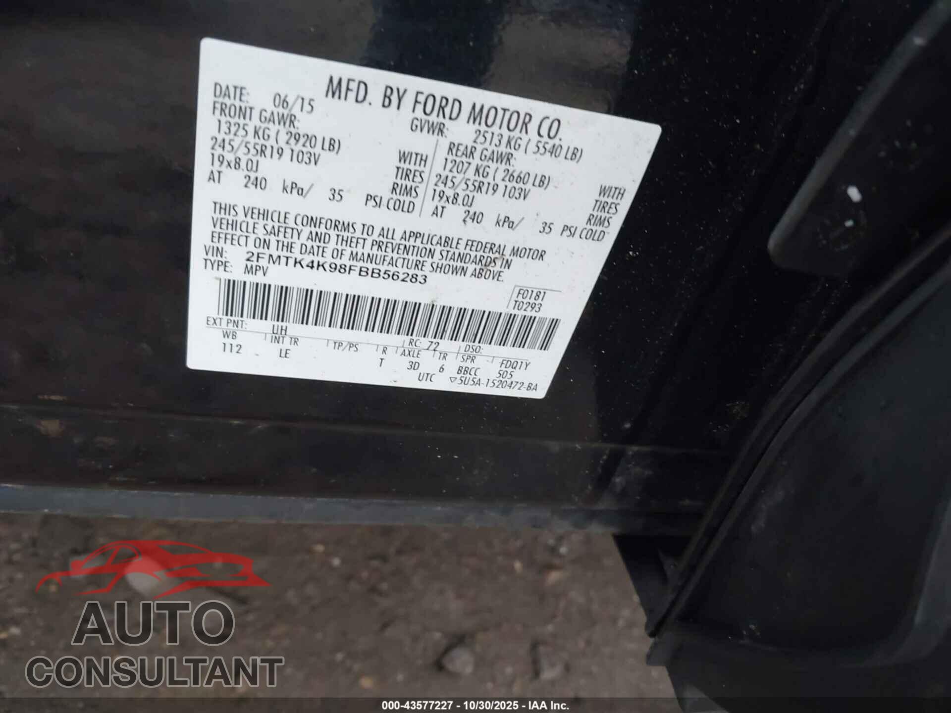 FORD EDGE 2015 - 2FMTK4K98FBB56283