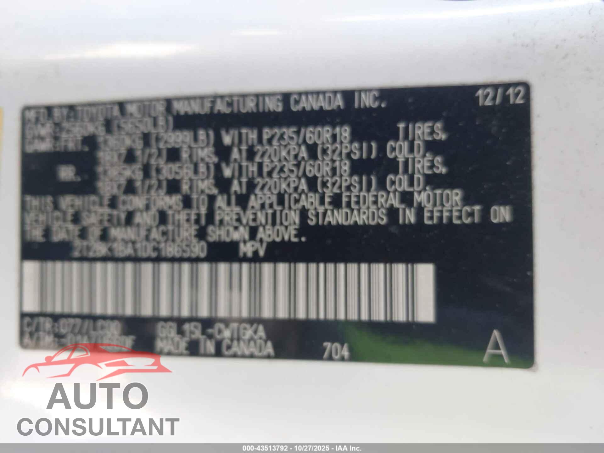 LEXUS RX 350 2013 - 2T2BK1BA1DC186590