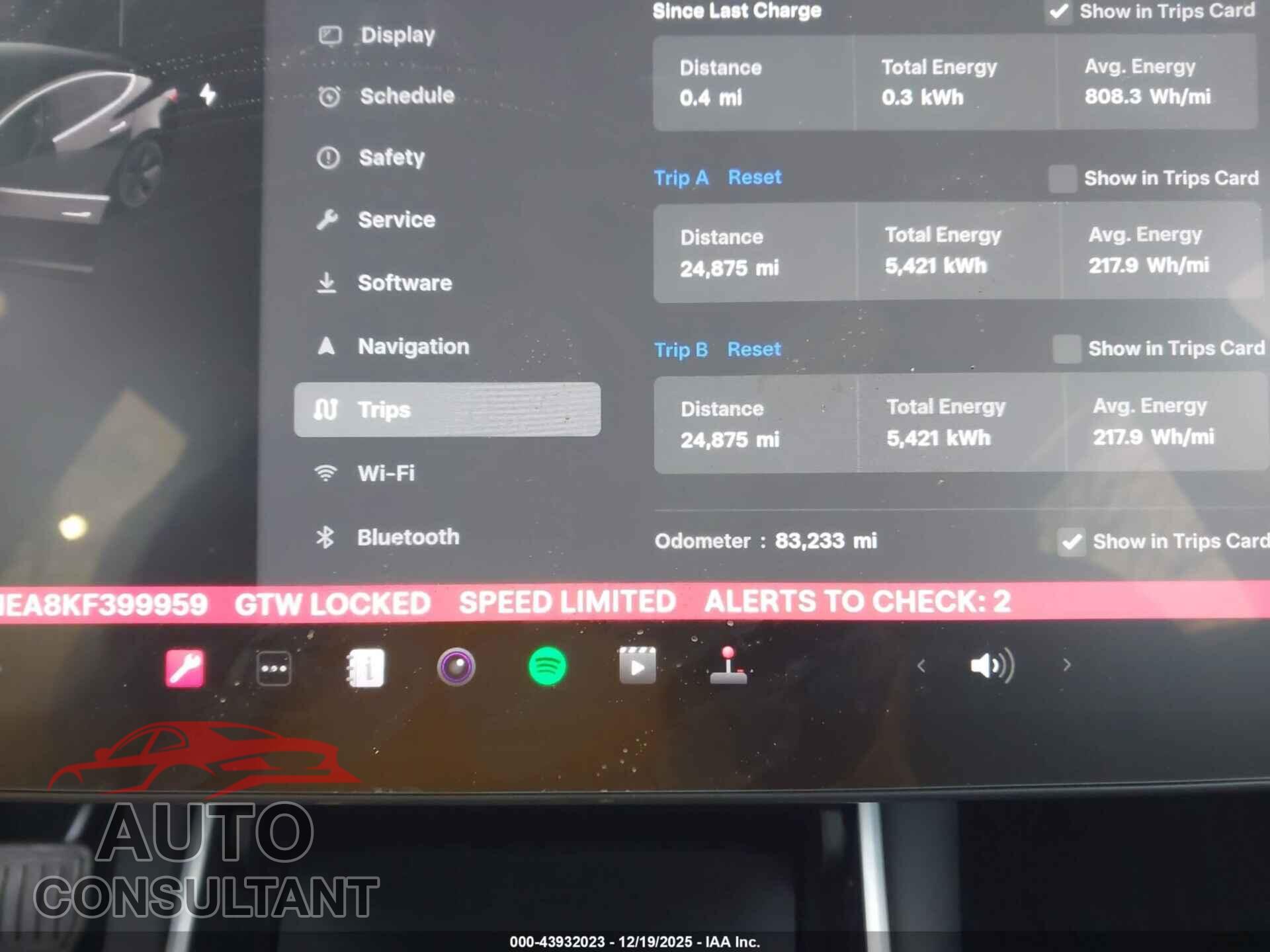 TESLA MODEL 3 2019 - 5YJ3E1EA8KF399959