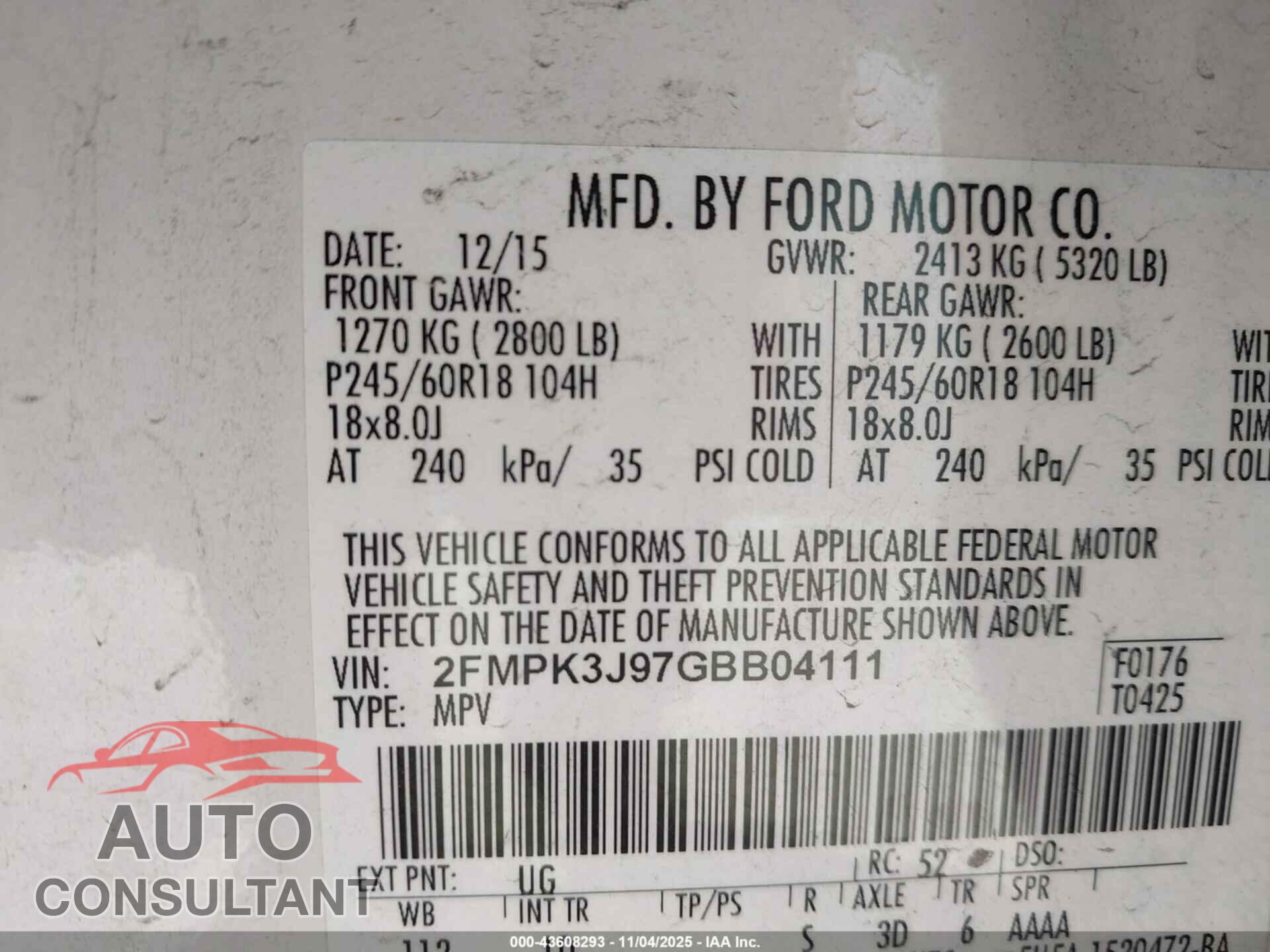 FORD EDGE 2016 - 2FMPK3J97GBB04111