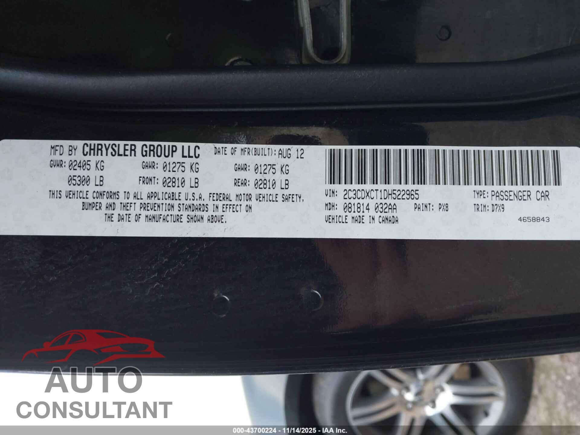 DODGE CHARGER 2013 - 2C3CDXCT1DH522965