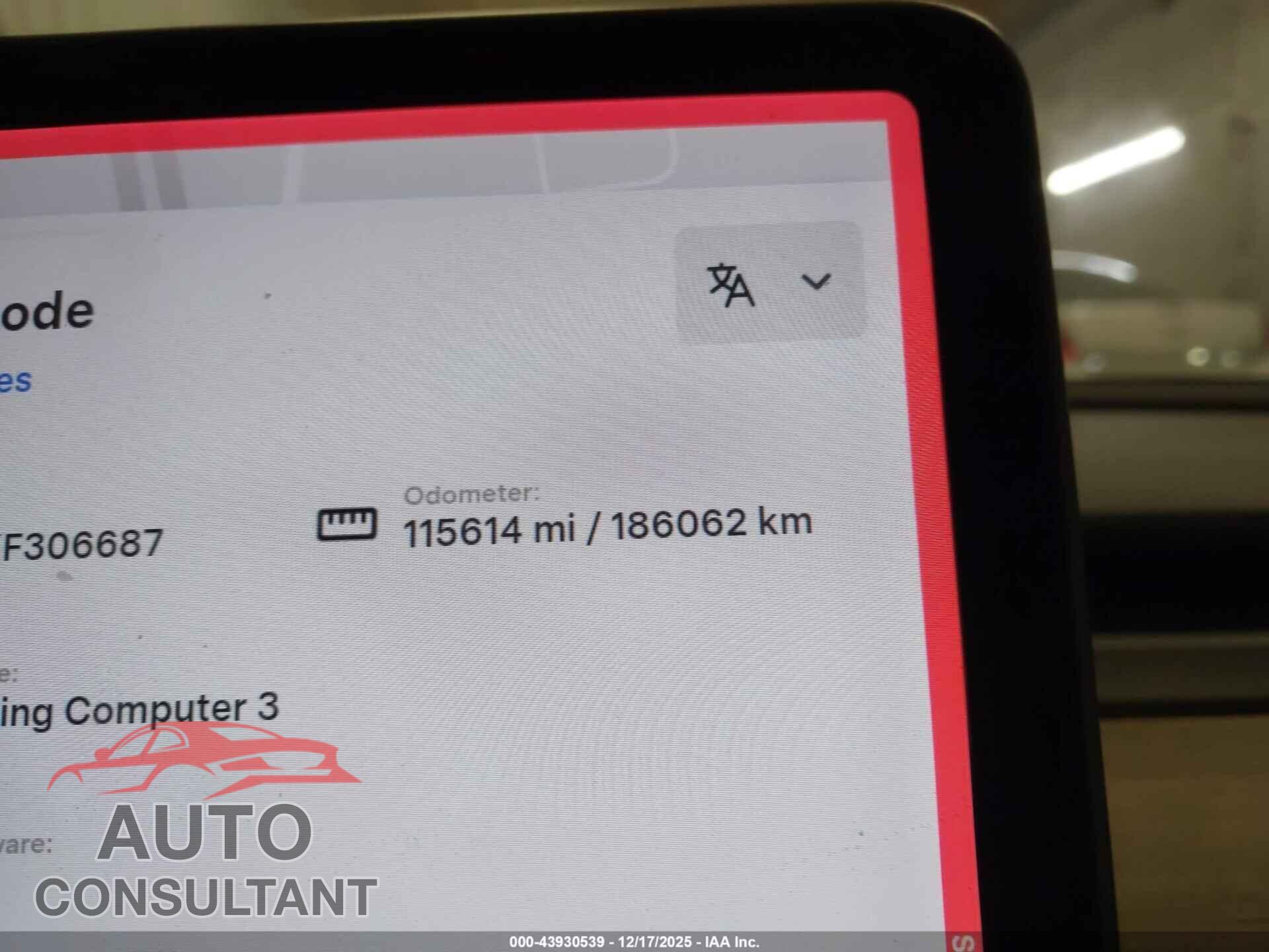 TESLA MODEL 3 2019 - 5YJ3E1EA9KF306687