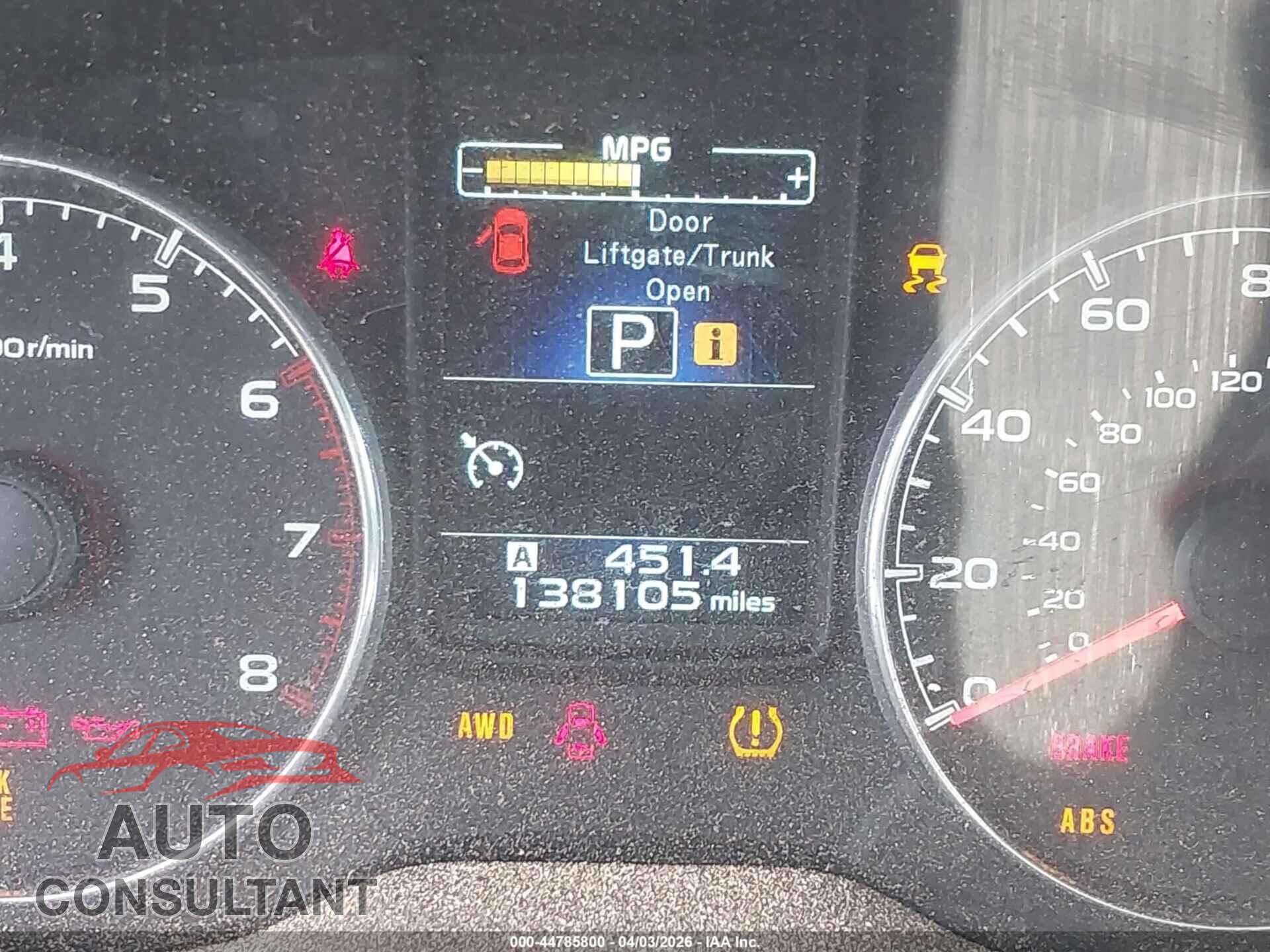 SUBARU OUTBACK 2014 - 4S4BRBLC1E3200970