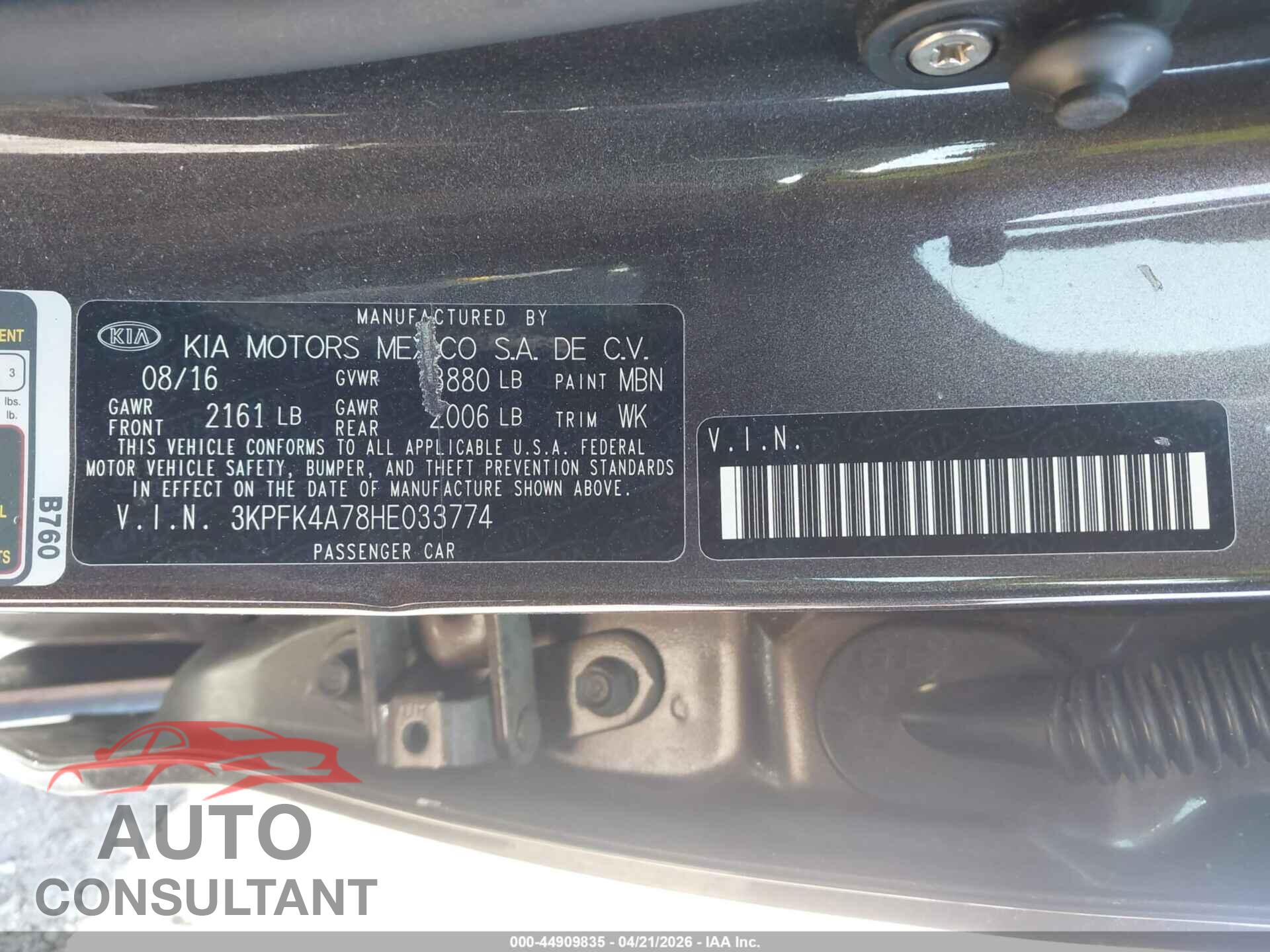KIA FORTE 2017 - 3KPFK4A78HE033774